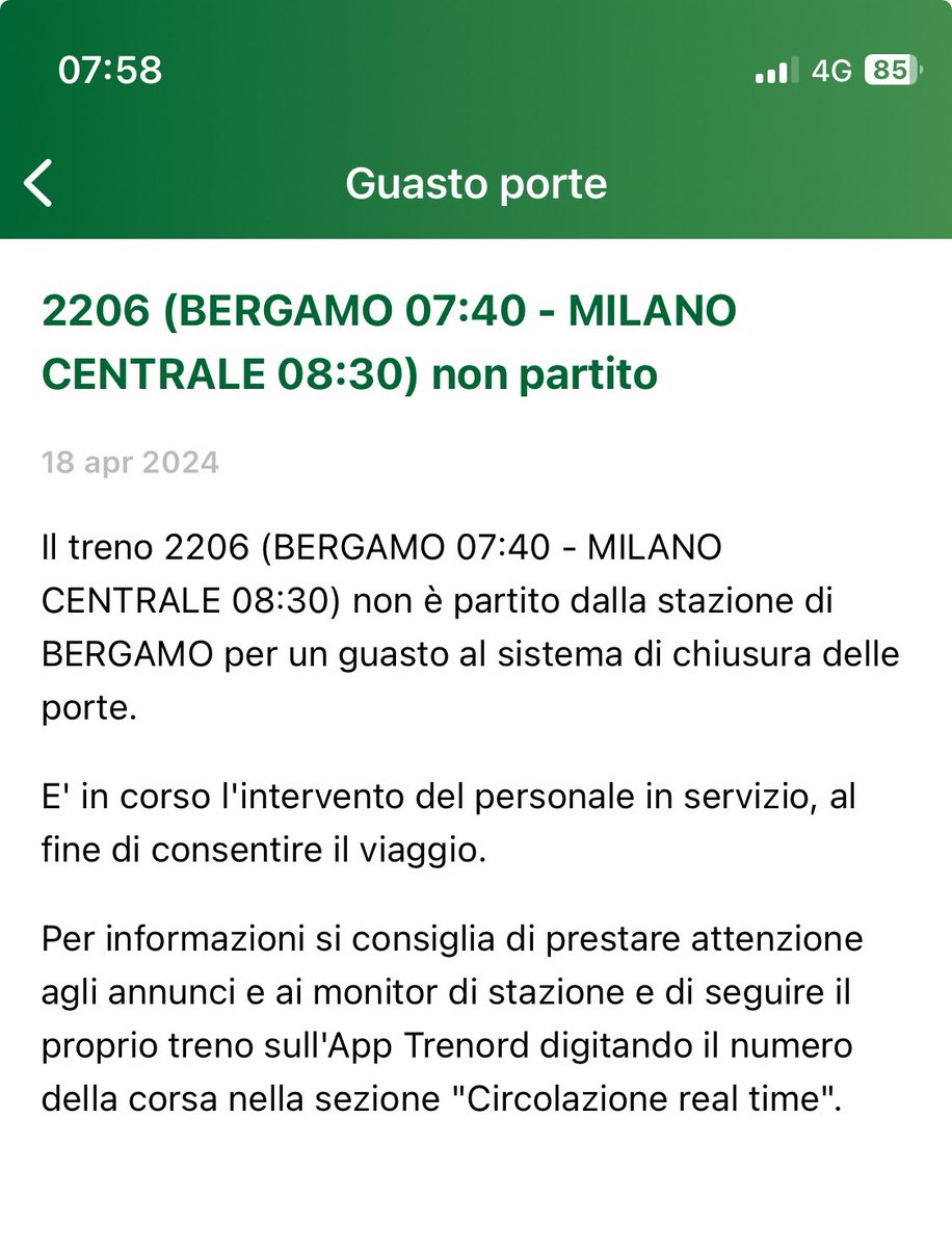 astolfilisa's tweet photo. Linea #Milano #bergamo 7.02 cancellato senza avviso e motivazione, 7.13 fermo a Verdello per guasto porte e 7.40 non partito per guasto porte     #trenord #trenitalia #rfi #PonteSulloStretto @webecodibergamo @Bergamonews https://t.co/vdwzVjNCoW