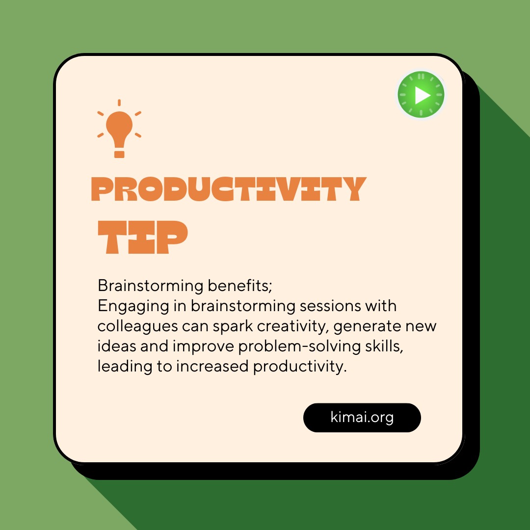 Embrace the power of brainstorming to unlock your creativity and boost productivity. Brainstorming encourages collaboration and fuels innovation. Incorporate this effective strategy into your routine for enhanced productivity levels! 💡🧠✨ #timetracking #productivity