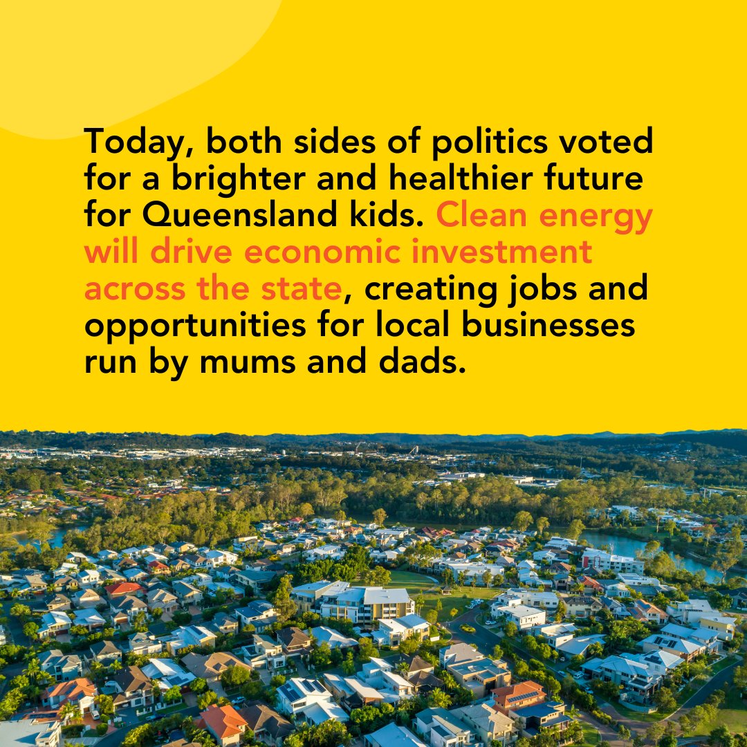 climate_parents's tweet photo. ☀️ Go Queensland! ☀️

We congratulate the QLD Parliament for passing the Clean Economy Jobs Bill: setting a strong emissions reduction target of 75% by 2035. 

Great news for our kids and our communities ❤️

@StevenJMiles
@DavidCrisafulli
@SamOConnorMP
@MickdeBrenni https://t.co/CB6dLTRjmz