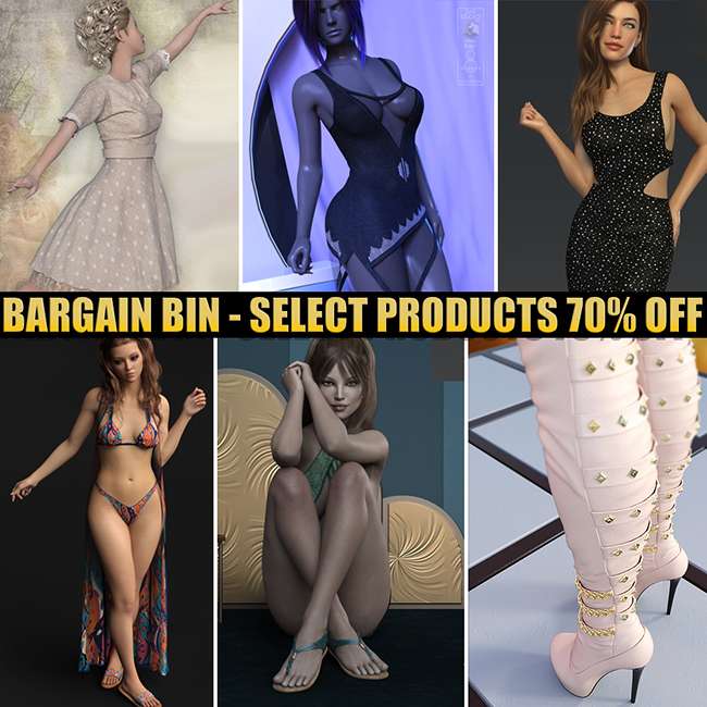 BARGAIN BIN - select products at 70% off renderosity.com/article/28439/…