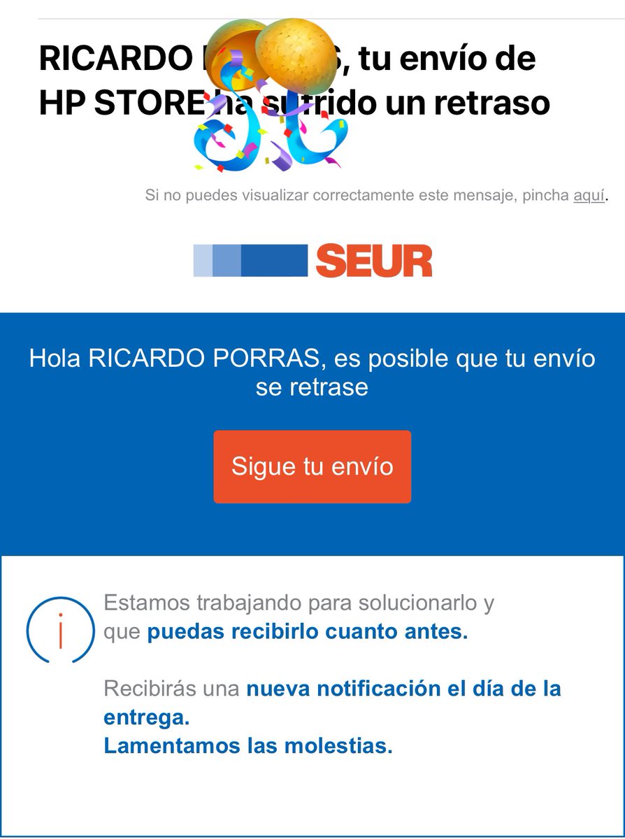 Lo de recibir un paquete en la fecha comprometida por <a href="/SEUR/">SEUR</a> es una quimera, el pasado día día 10 pido un ordenador en <a href="/HPEspana/">hpespana</a> me dicen que al día siguiente está en casa primero <a href="/SEUR_responde/">@SEUR_responde</a> lo “rompe”o pierde y el segundo envío de <a href="/HP/">HP</a> resulta ahora que se “demora”,lamentable