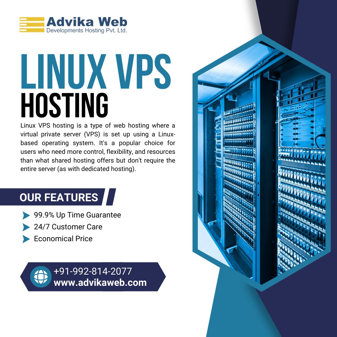 Advika Web is India's No. 1 Linux VPS hosting Provider that provides Linux VPS hosting according to users and offers virtual private servers with Linux operating systems. 
🌐 [ advikaweb.com]
📞 [+91-99281-42077]
📧 [sales@awdhpl.com]

#VPSHosting #LinuxHosting
