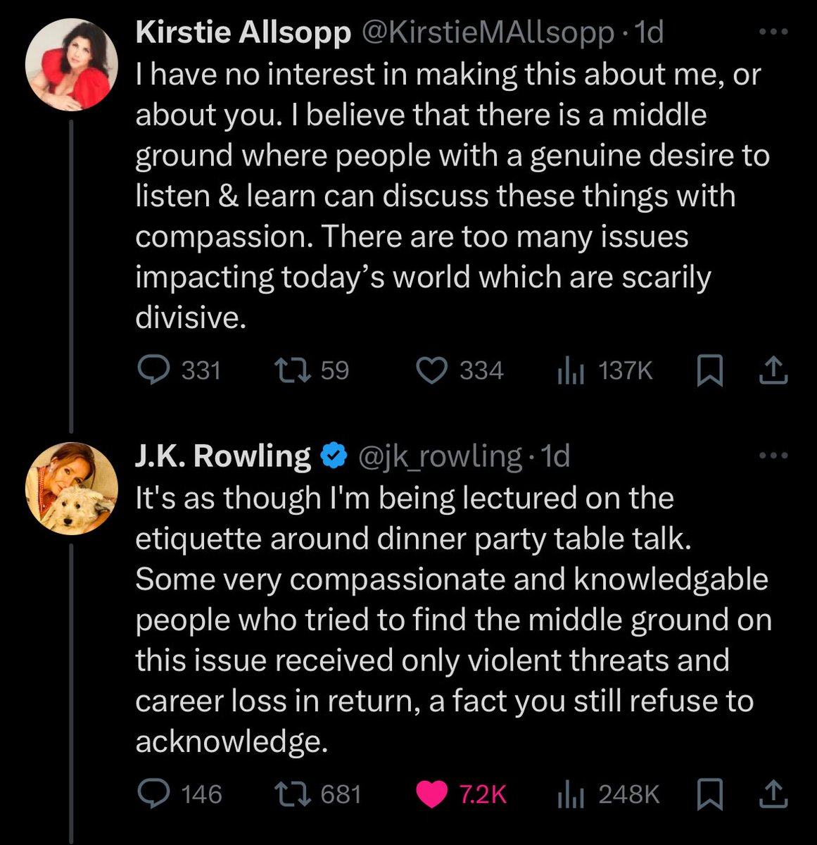 What’s weird is watching one woman tell another woman off, condescendingly claiming we must have “compassion” about men claiming to be women. I’d love to see Kirstie tell black people they must be compassionate about the concept of “transracial” people and not make the topic…