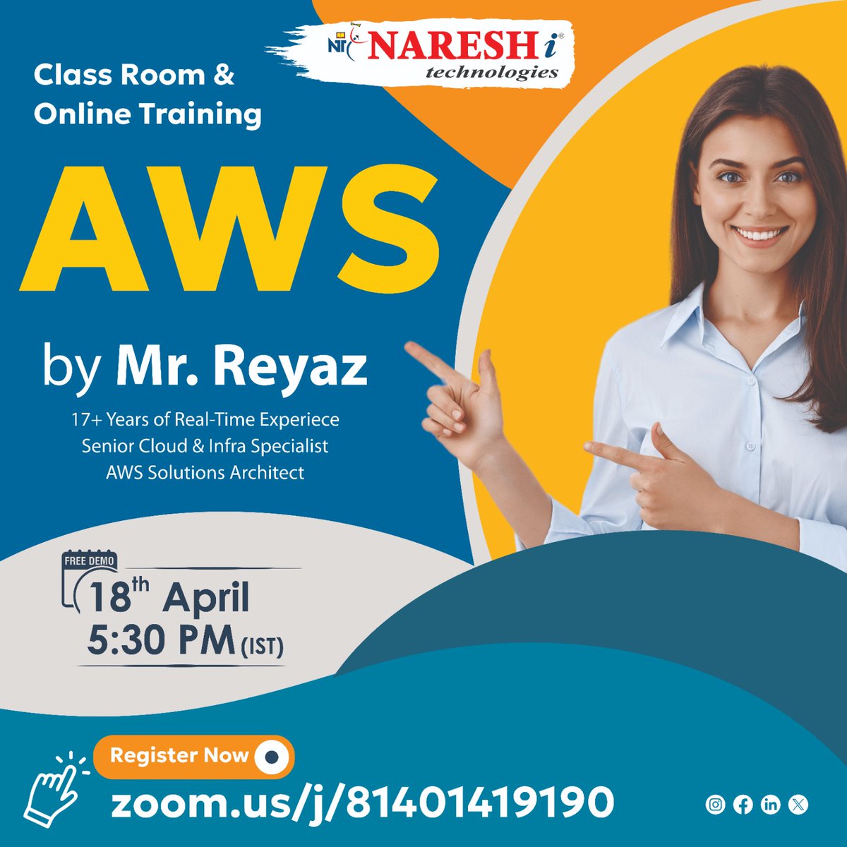 ✍️Enroll Now: bit.ly/3W0Oic1
👉Attend Free Demo On AWS by Mr. Reyaz .
📅Demo On: 18th April @ 5:30 PM (IST)
For More Details:
🌐Visit: nareshit.com/new-batches
#aws #cloud #webservices #webdevelopment #java #python #fullstack #devops #learning #onlinetraining #education #