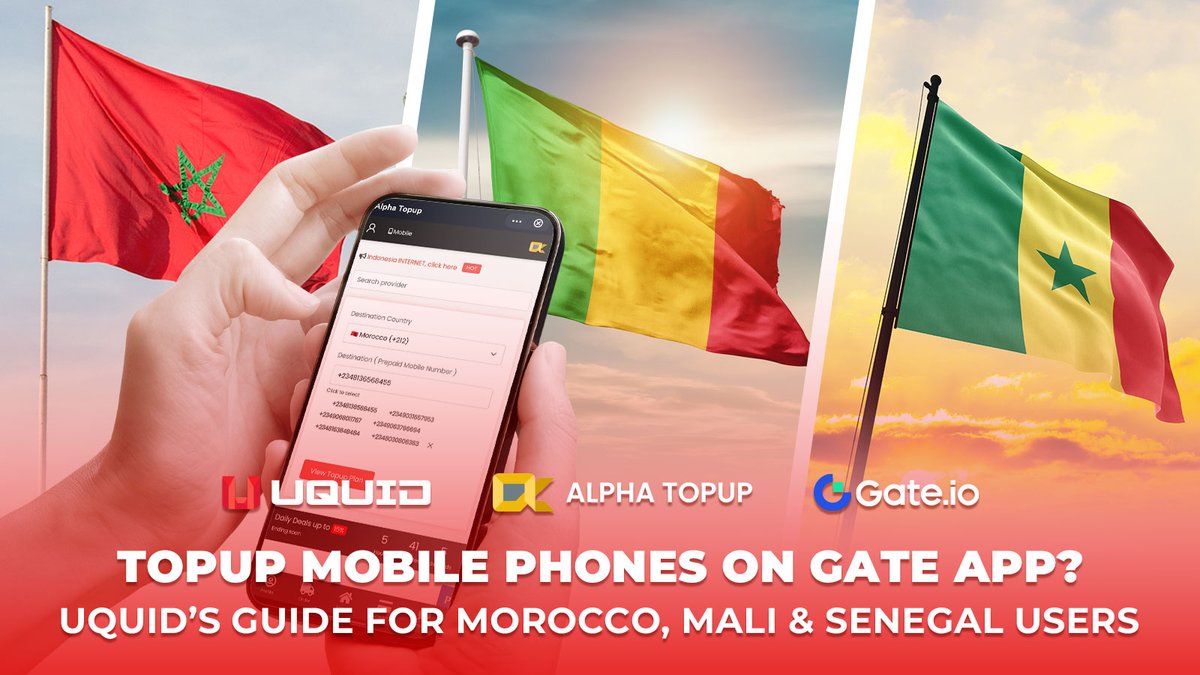 uquidcard's tweet photo. Calling all users in Morocco, Mali, Senegal, and beyond!
Unlock the detailed guideline on how to topup your mobiles phones with our #AlphaTopup miniapp on #Gate.
Hope that this blog post will be helpful for you all. It's time to experience the seamless topping up of mobile phones with crypto. Discover now in the comment section below.
#Mali #Senegal #Morocco #Uquid #Web3