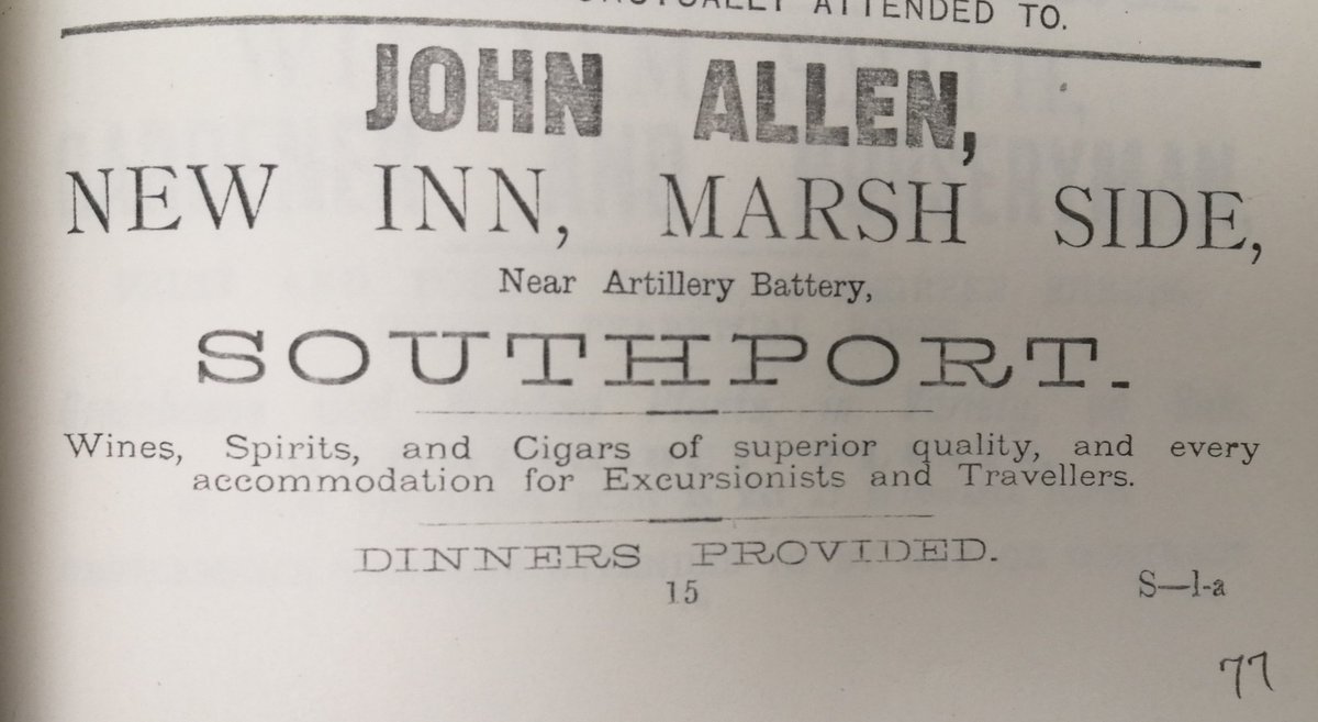 hiddensouthport's tweet image. 1870s advert for The New Inn at #Marshside. Proprietor John Allen.