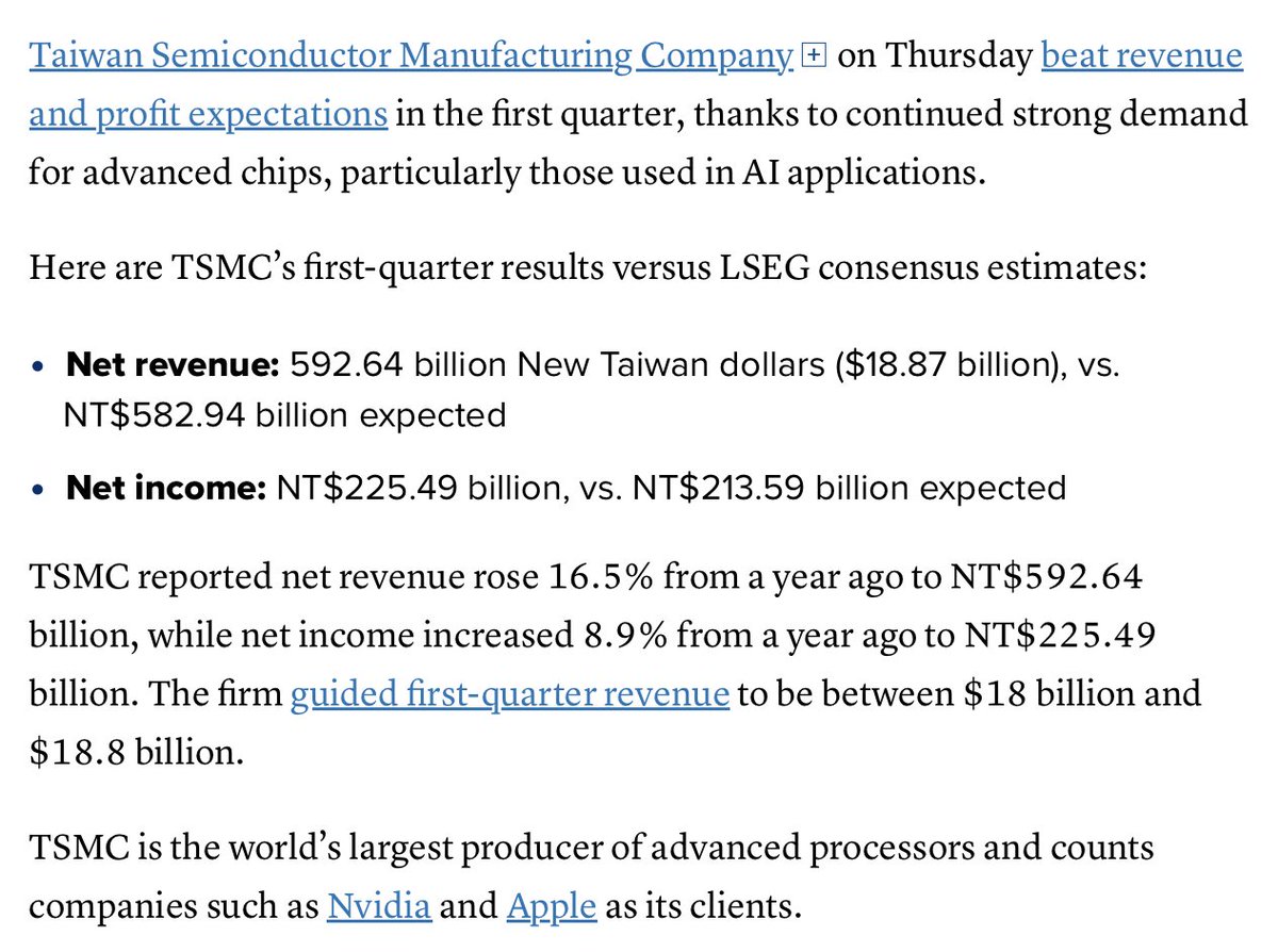 ArendJanKamp's tweet image. Goedemorgen, de #AEX indicatie is +0,5% (nadat Wall Street voor vierde dag op rij daalde) 
Op Damrak zijn er cijfers van bescheiden en amper gevolgde #NSI en #Sligro, #PostNL gaat ex-dividend, maar het is vooral #TSMC wat de markt bezighoudt
Q1's zijn nabeurs Taipeh, #ASML #ASMI