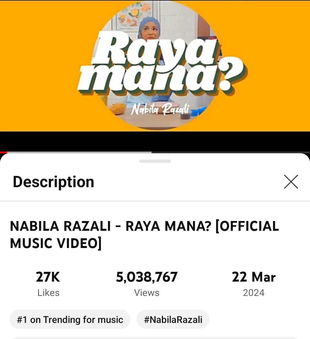 hi_fath_'s tweet photo. 5,038,767 views and #NO1 TRENDING! 

Wohoo #RayaMana @_nabilarazali 👏🏻💃🏻 https://t.co/vefvM2Tajt