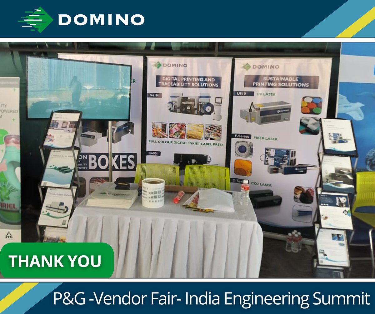 Thank you to the #IndiaEngineeringSummit delegates who visited our booth!

We discussed #SustainablePrinting solutions, our global collaboration with #P&G and #DigitalPrinting & #Traceability.  

👉Learn more: bit.ly/3kQjdVl

#Dominoindia #DominoDoMore #Manufacturing