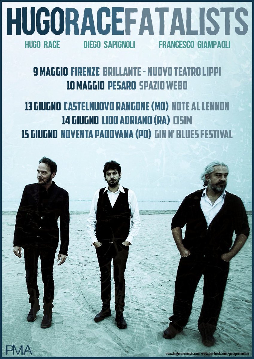 Music Pool (@jazzmusicpool) on Twitter photo Giov 9/5 ore 21:30 ๐๐จ๐๐ข ๐ฅ๐๐๐ ๐๐๐ง๐๐๐๐ฆ๐ง๐ฆ _ ONCE UPON A TIME IN ITALY Brillante โ Teatro Lippi, Firenze
Hugo Race voce, chitarra
Diego Sapignoli batteria
Francesco Giampaoli basso
Tickets
ticketone.it/event/brillantโฆ
<a href="/HugoRaceMusic/">Hugo Race Music</a> <a href="/lachutefirenze/">La Chute</a> Giov 9/5 ore 21:30 ๐๐จ๐๐ข ๐ฅ๐๐๐ ๐๐๐ง๐๐๐๐ฆ๐ง๐ฆ _ ONCE UPON A TIME IN ITALY Brillante โ Teatro Lippi, Firenze
Hugo Race voce, chitarra
Diego Sapignoli batteria
Francesco Giampaoli basso
Tickets
ticketone.it/event/brillantโฆ
<a href="/HugoRaceMusic/">Hugo Race Music</a> <a href="/lachutefirenze/">La Chute</a>