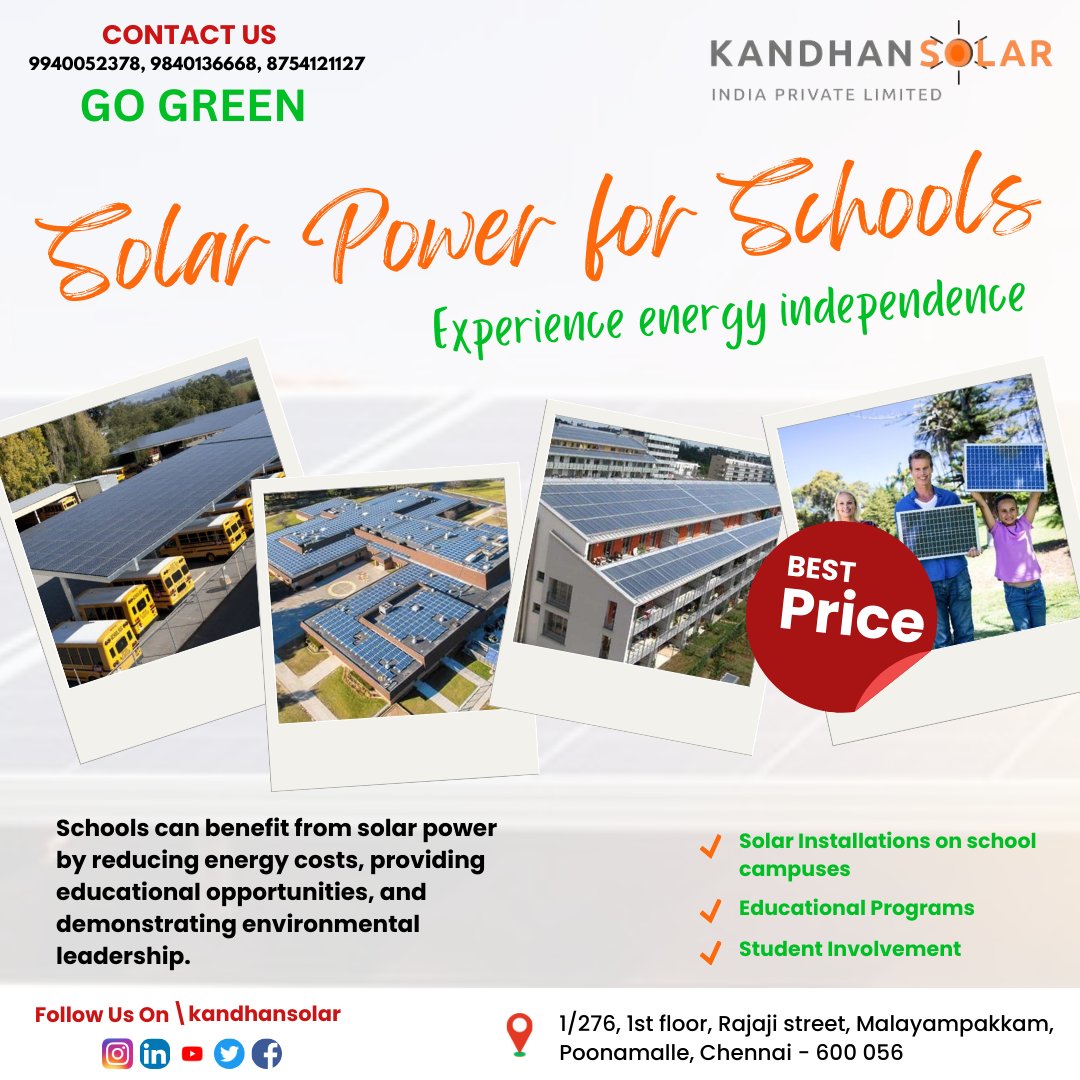 Illuminate minds and futures with solar power for schools! ☀️📚
.
.
Follow us for more updates
@kandhansolar
.
.
#kandhansolar #SolarPower #Schools #RenewableEnergy #CleanEnergy #Education #Sustainability #GreenTech #SolarEnergy #BrightFuture #Empowerment