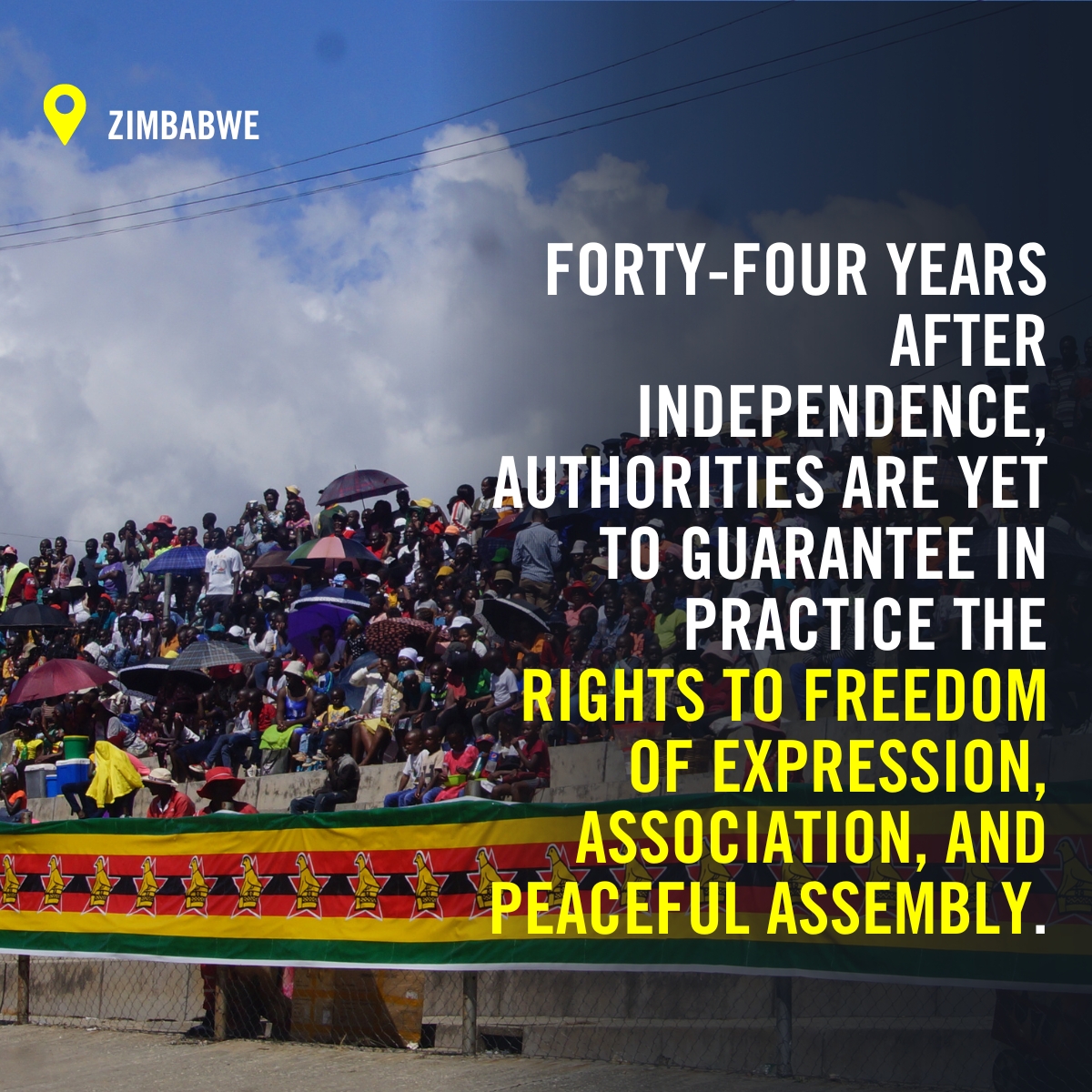 Forty-four years after independence, authorities are yet to guarantee in practice the rights to freedom of expression, association, and peaceful assembly. #Zim44