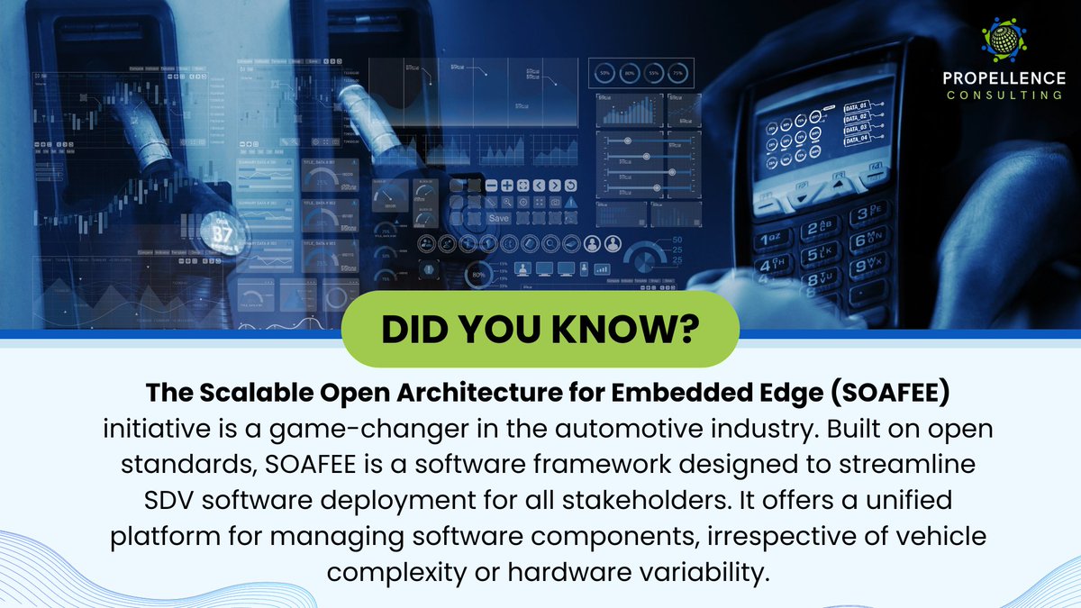 CoPropellence's tweet photo. The automotive industry's transformation with Self-Driving Vehicles (SDVs) is driving collaboration among manufacturers, suppliers, and tech leaders.

Initiatives like SOAFEE are revolutionising SDV software development for a safer and more enjoyable driving experience. https://t.co/QBUGW7ys3j