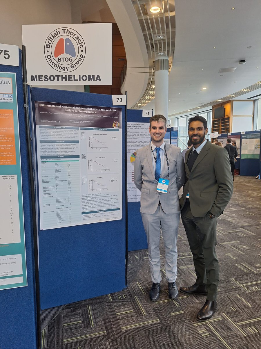 Excellent first day at BTOG 2024 in Belfast chaired by the one and only @DrSanjayPopat! Looking forward to more great talks. Come check out our posters on real world outcomes of a genomic tumour advisory board in lung cancer, and of immunotherapy in mesothelioma! #BTOG24 #Belfast