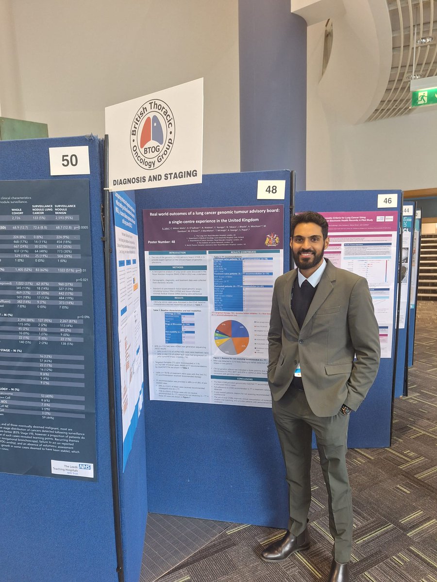 DrAlexiusJ's tweet photo. Excellent first day at BTOG 2024 in Belfast chaired by the one and only @DrSanjayPopat! Looking forward to more great talks. Come check out our posters on real world outcomes of a genomic tumour advisory board in lung cancer, and of immunotherapy in mesothelioma! #BTOG24 #Belfast https://t.co/U0o5FBE2EL