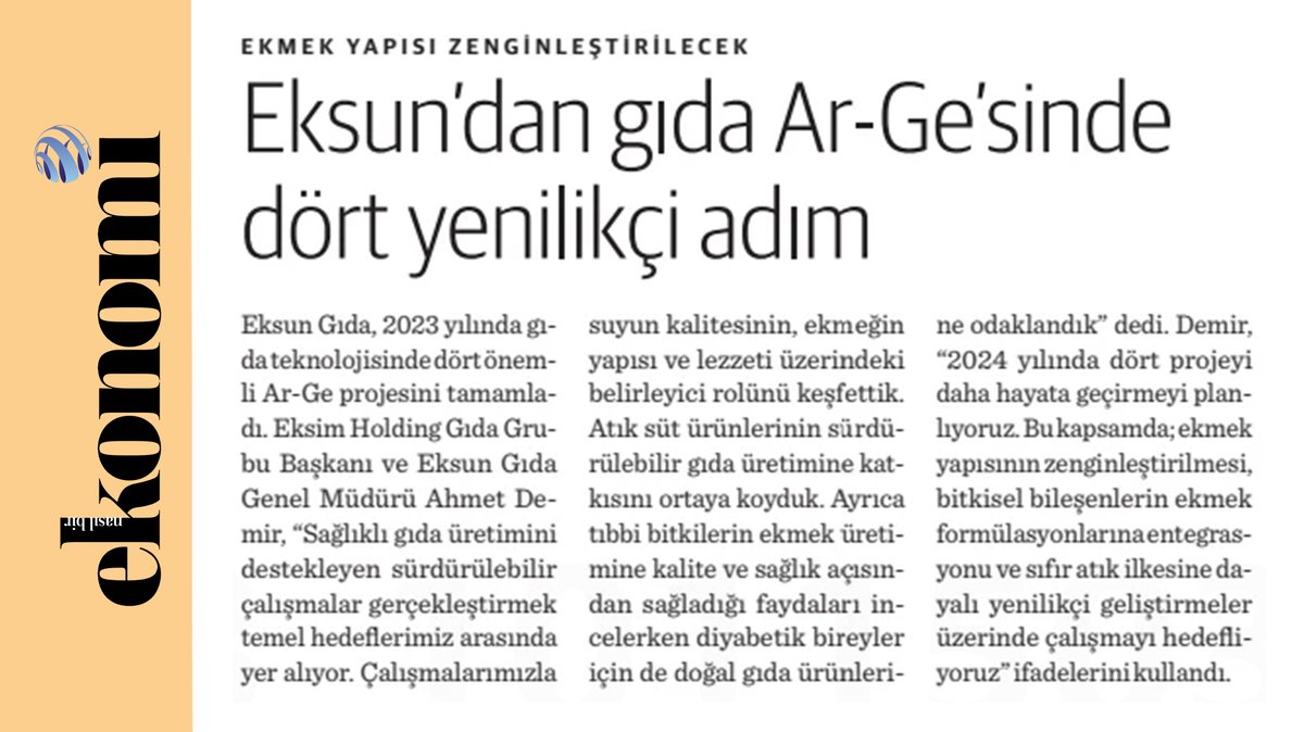 Eksun'dan gıda Ar-Ge'sinde dört yenilikçi adım

#AhmetDemir
@SinangilUnlari
@EksunGida
@Eksim_Holding

#un #hububat #unlumamuller #ekmek #arge #yeniürün #sağlıklıgıda #sütürünleri #su #diyabetikürün #bitkiselürünlerinekmekformulasyonunaentegrasyonu #sıfıratık #sürdürülebilirlik