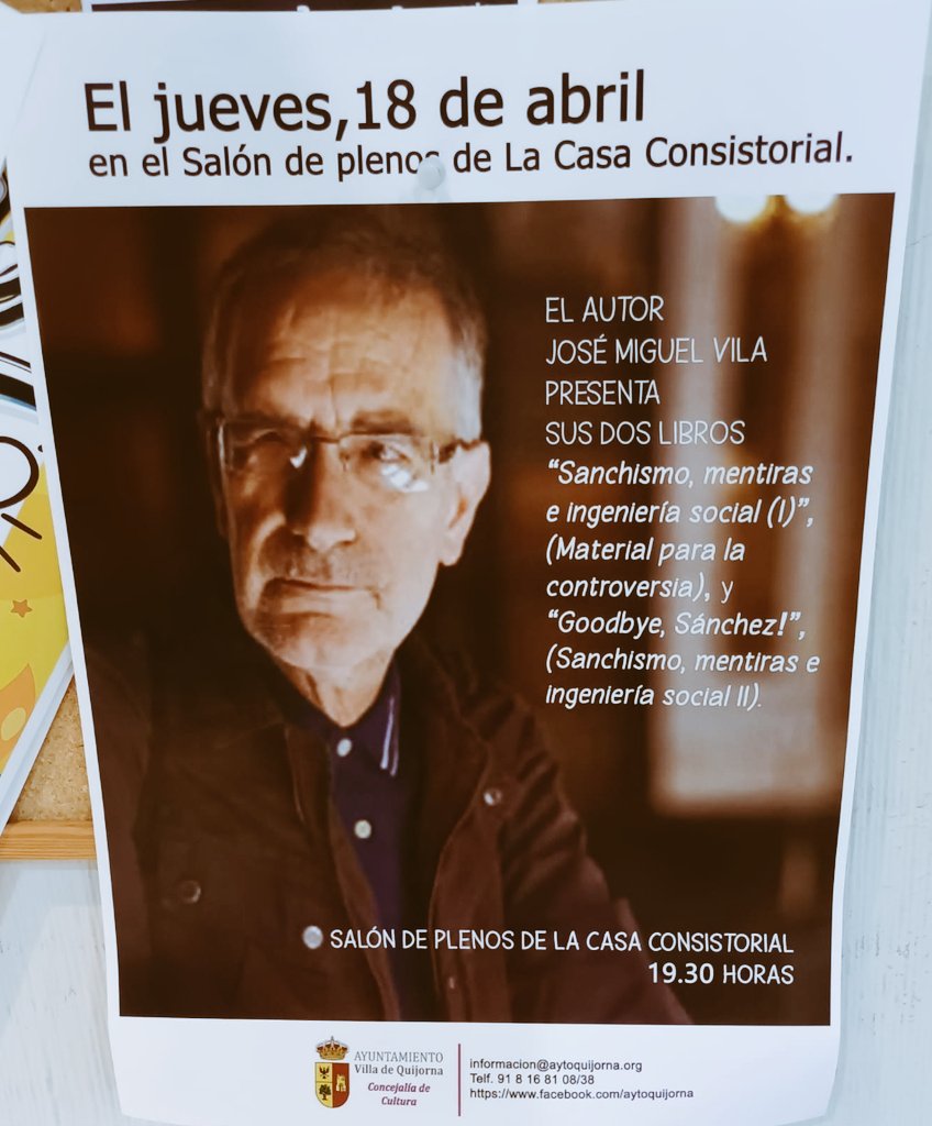 gsus_gm_'s tweet photo. El gobierno del PP de Quijorna estima conveniente publicitar desde la cuenta del Ayuntamiento y que se realice en el salón de Plenos del Consistorio la presentación de dos libros contra el sanchismo. Los espacios públicos son para unir, y más en la casa de tod@s😪
@PSOE 
@psoe_m https://t.co/8q2NzTAFjl