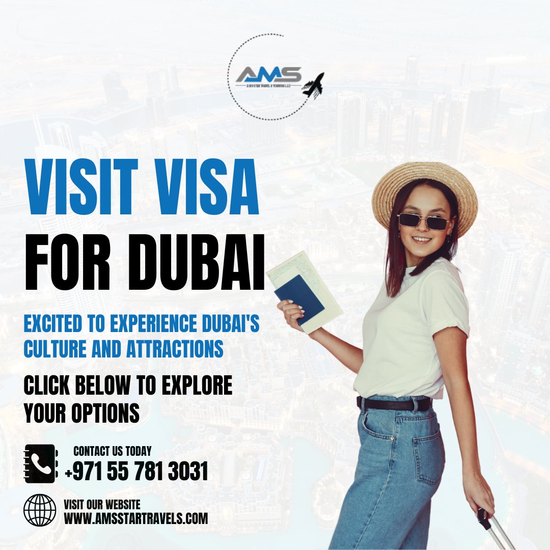 ✈️🌆 Visit Visa for Dubai 🇦🇪 

Are you excited to experience Dubai's culture and attractions? Curious about the visa options?
📞 +971 55 781 3031
🌐 amsstartravels.com
.
.
#Amsstar #Amsstartravel #AMSTravel #VisitDubai #DubaiVisa #ExploreDubai #TravelDubai #AdventureAwaits