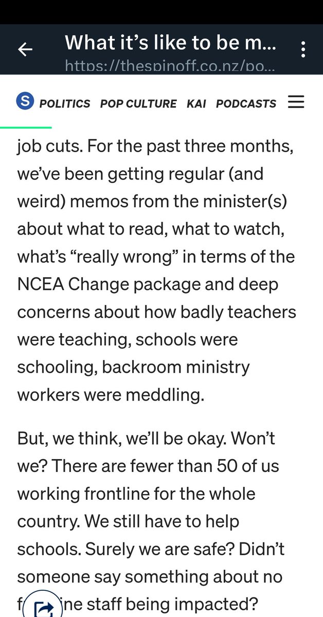 So a bunch number of the people the govt has sacked from the ministry of education are actually teachers working for the ministry on a programme to improve NCEA. How is that not 'frontline'? also, what's this about weird memos from the Minister?