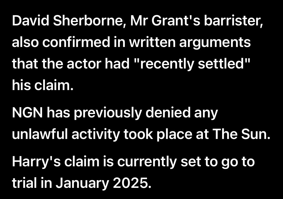 So Hugh Grant made the decision to settle out of court…I wonder if #HazNoBalls will follow suit or continue ‘slaying dragons’ in his tiny little mind and go to trial? Sherborne must be laughing all the way to the bank as he’s paid regardless.