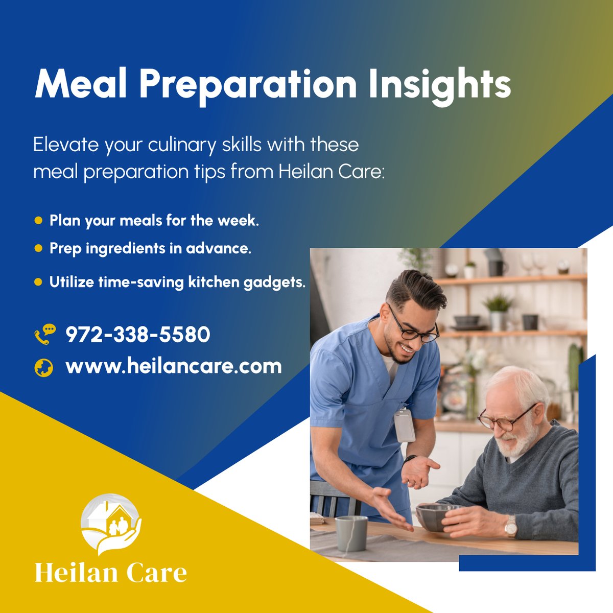 Improve your meal preparation game with these easy tips from Heilan Care. Cook smarter, not harder! 

#PlanoTX #HomeHealthCare #MealPrepTips #CookingHacks #HealthyEating