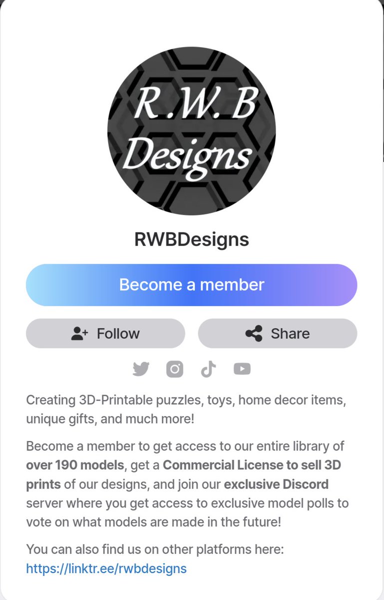 RWB_Designs's tweet photo. 🎉 @Thangs3D is celebrating the 1st anniversary of their premium membership program! 🎊

Use Code: THANGS1YEAR to get 50% 
the first two months of any membership plan. 

That means you can get access to our ever-growing library of over 190+ models and a commercial license to sell 3D prints of our models!

🔗:https://t.co/5cpUDic42p

#3dmodeling #3Dprinting