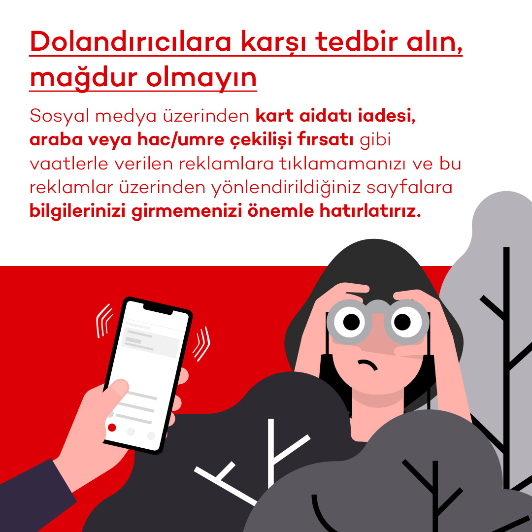 Dolandırıcılara karşı tedbir alın, mağdur olmayın! 🚨 Güvenliğiniz için lütfen bu duyuruyu dikkate alıp yakınlarınızla paylaşarak bilgilenmelerini sağlayın. 📲