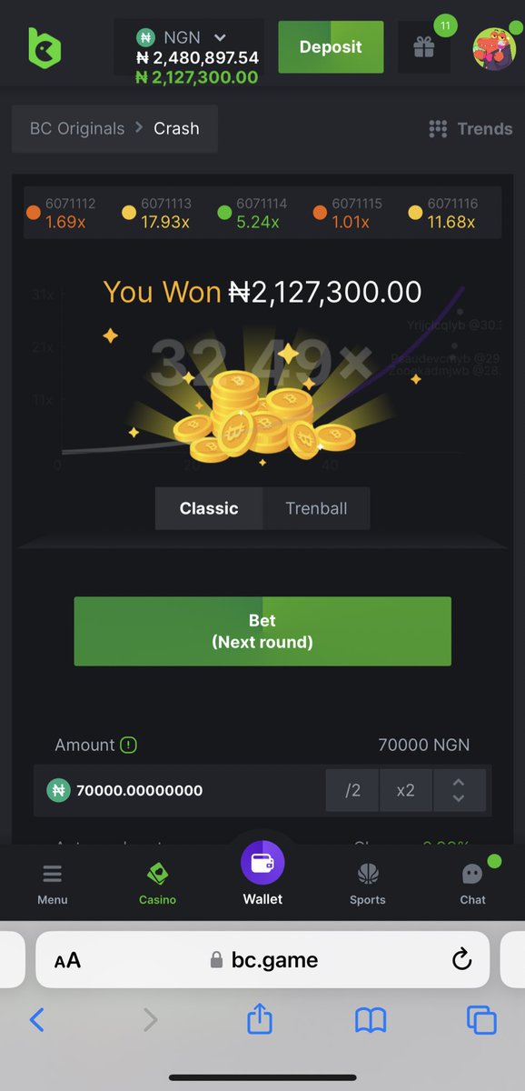 Spent the Whole NIGHT cashing out on this Bc GAME 💸 lets move our focus to Virtual Casino The easiest way to get instant money. I just Flipped N70,000 to N2,100,000 again create an acct here: partnerbcgame.com/dbe268295 check my Telegram for free video tutorials:…