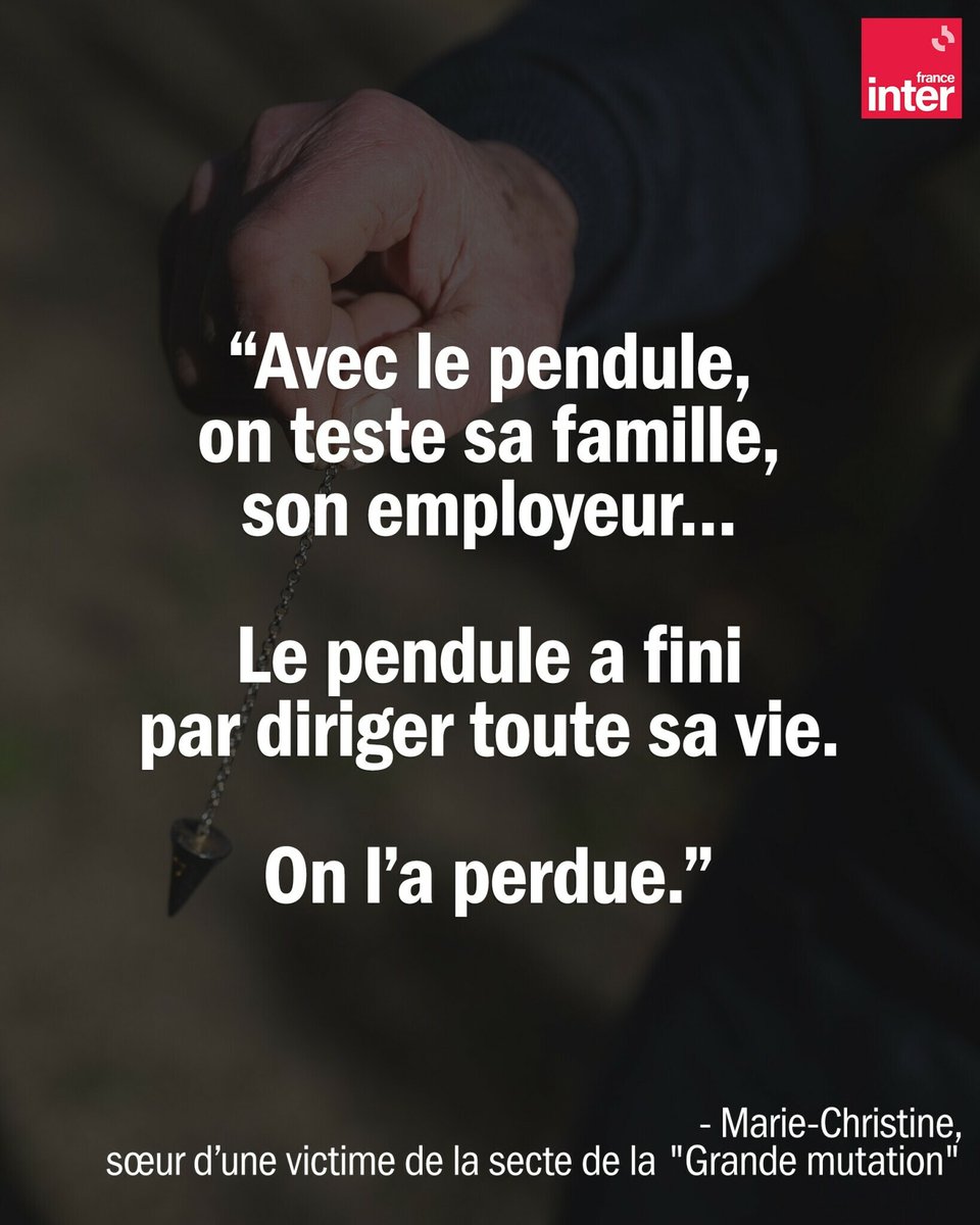 franceinter's tweet image. "Race élue", paranoïa et pendules… Le procès de cinq cadres de la #secte de "la Grande mutation" s'ouvre lundi. ➡️ l.franceinter.fr/iHE