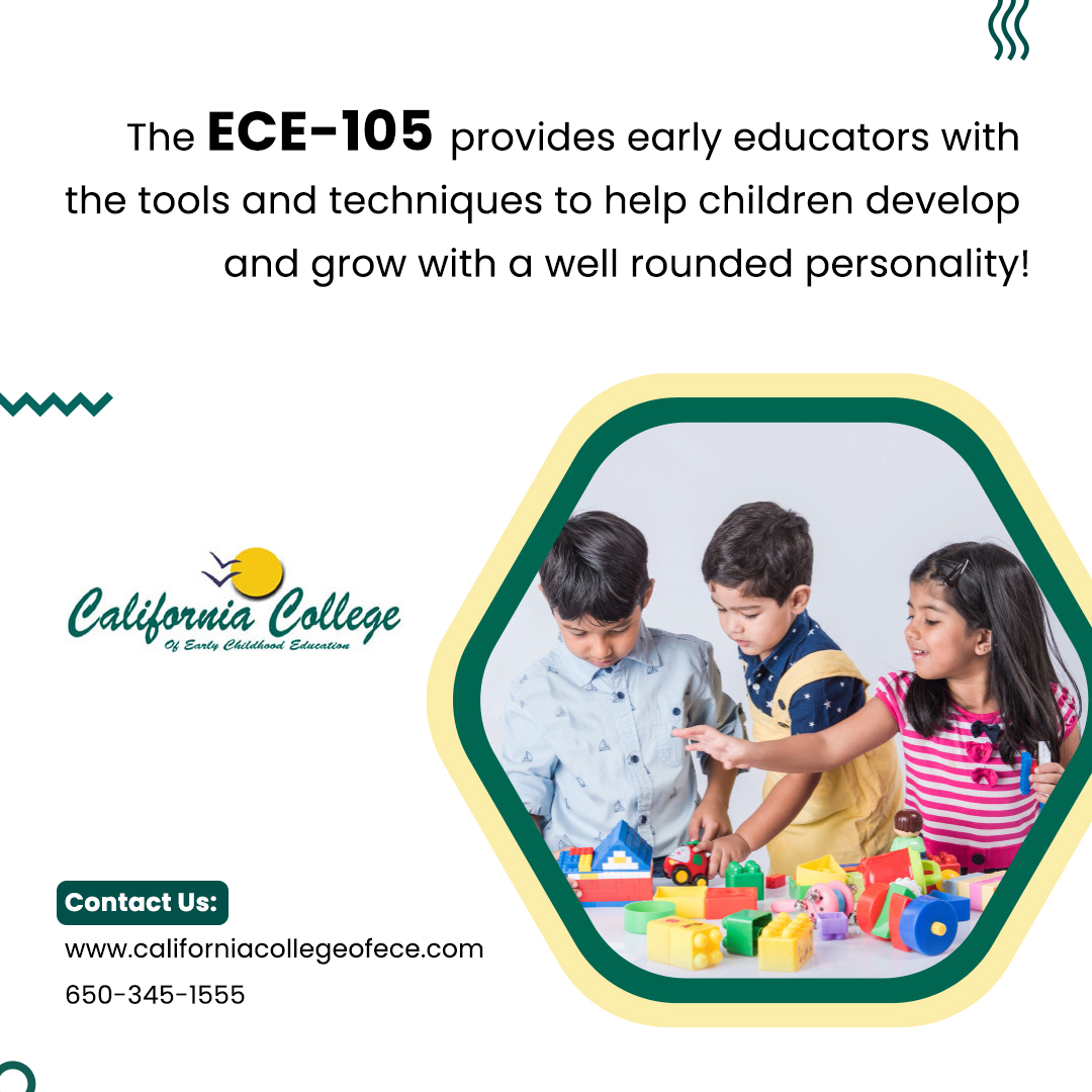 The ECE-105 provides early educators with the tools and techniques to help children develop and grow with a well rounded personality!

#HomeSchool #K12 #MiddleSchool #PreSchool #OnlineLearning #OnlineClasses #StudyStudy #EducationSystem