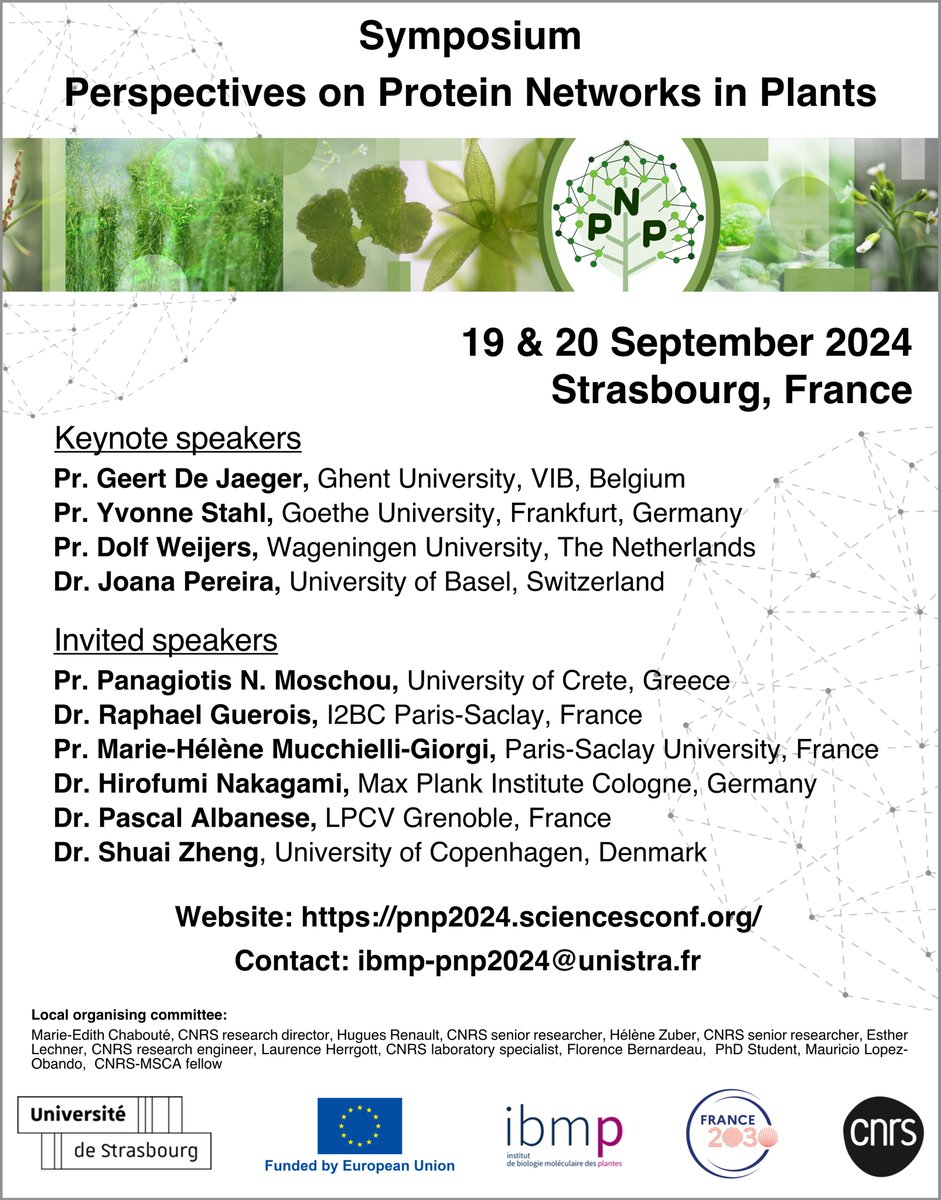 📢 Registration is open! pnp2024.sciencesconf.org/registration Come and join us in beautiful Strasbourg for the symposium Perspective on Protein Networks #PNP2024 - 19-20 September 2024. We have an incredible lineup of speakers 👇
