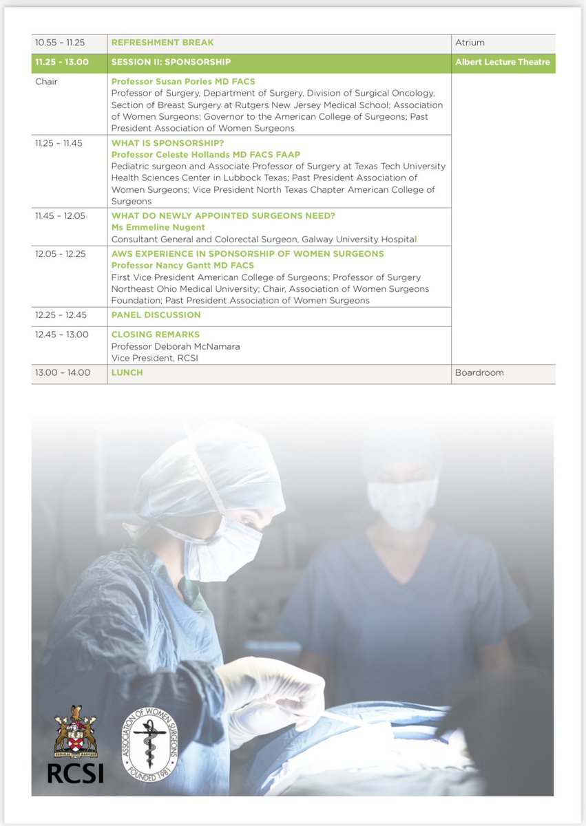 The Association of Women Surgeons Meeting is taking place May 31st 0900-1300. ‘Nurturing Our Future – The Role of Mentorship and Sponsorship’ 📍Albert Lecture Theatre, RCSI