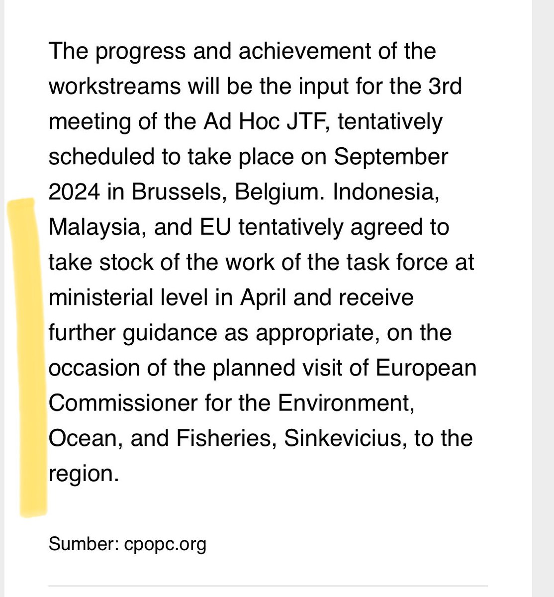 #EUDR #deforestation I learned that EU commissioner @VSinkevicius cancelled his trip to Kuala Lumper which was scheduled for this weekend. Very curious when #Malaysia and #Indonesia will now receive ‘further guidance as appropriate’ on EUDR as agreed #JTF in Feb 2024. #CPOPC