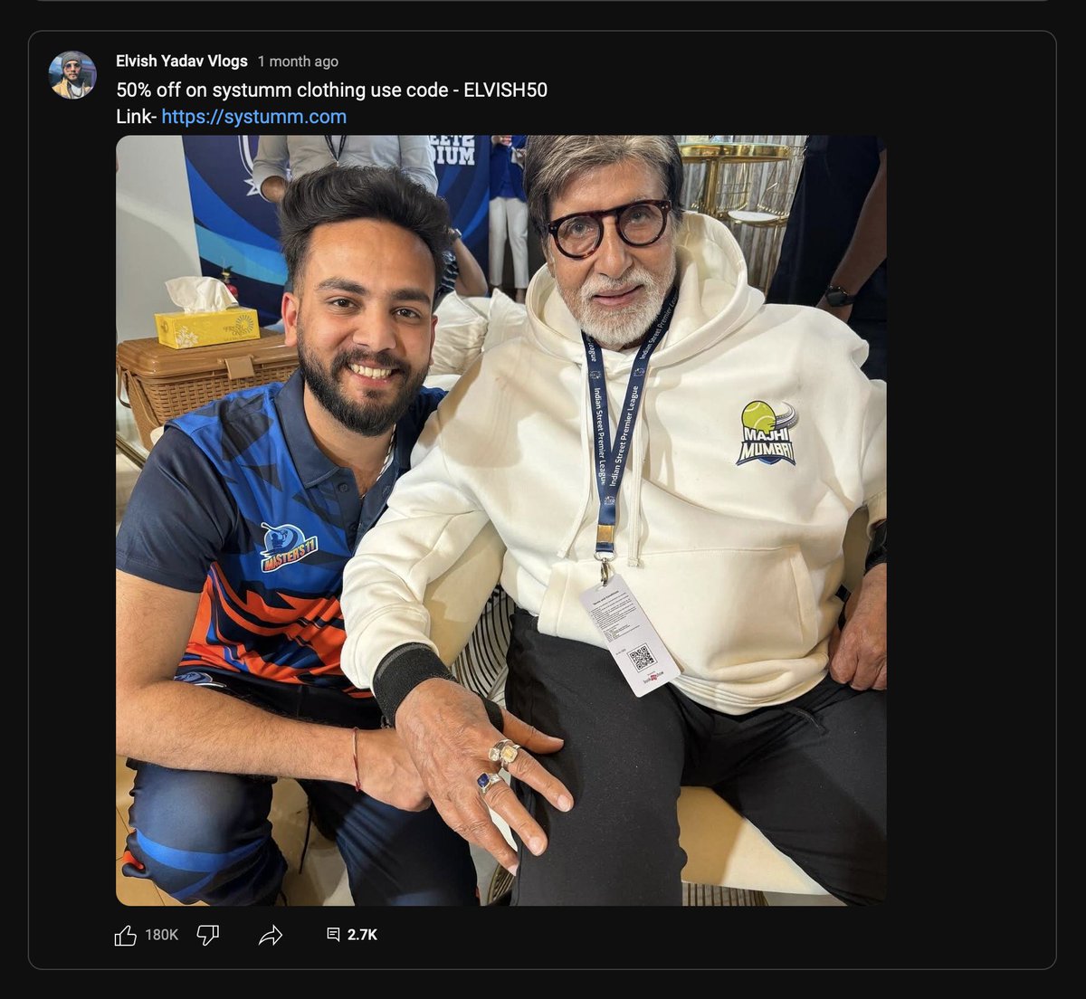 My new video on this guy and his #systummarmy only proves my point even more, especially in the #ManishaRani segment...

No wonder she was right...

I mean wtf is this BS? You took a pic with @SrBachchan and ended up endorsing your clothing brand over meeting him in the caption?