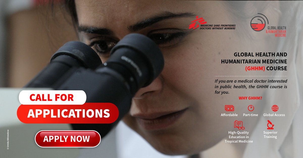 Are you medical doctor passionate about #tropicalmedicine and #publichealth? Don't miss out on your last chance to enroll in the 'Global Health and Humanitarian Medicine' course by @MSF! This part-time, online course offers affordable, high-quality education. 🔴Deadline: April