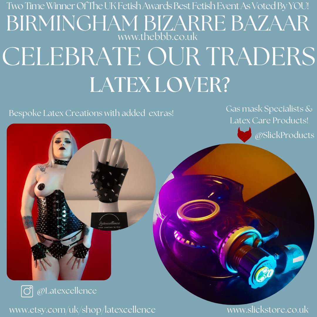 TRADER CELEBRATION! Latex, but different... Showcasing these two fantastic traders this morning. Latexcellence - etsy.com/uk/shop/latexc… @slicklatex - slick-latex.co.uk #smallbiz #lgbtqai #community #birmingham #proudbrum #market #bbb #latex #latexlover #wearinglatex