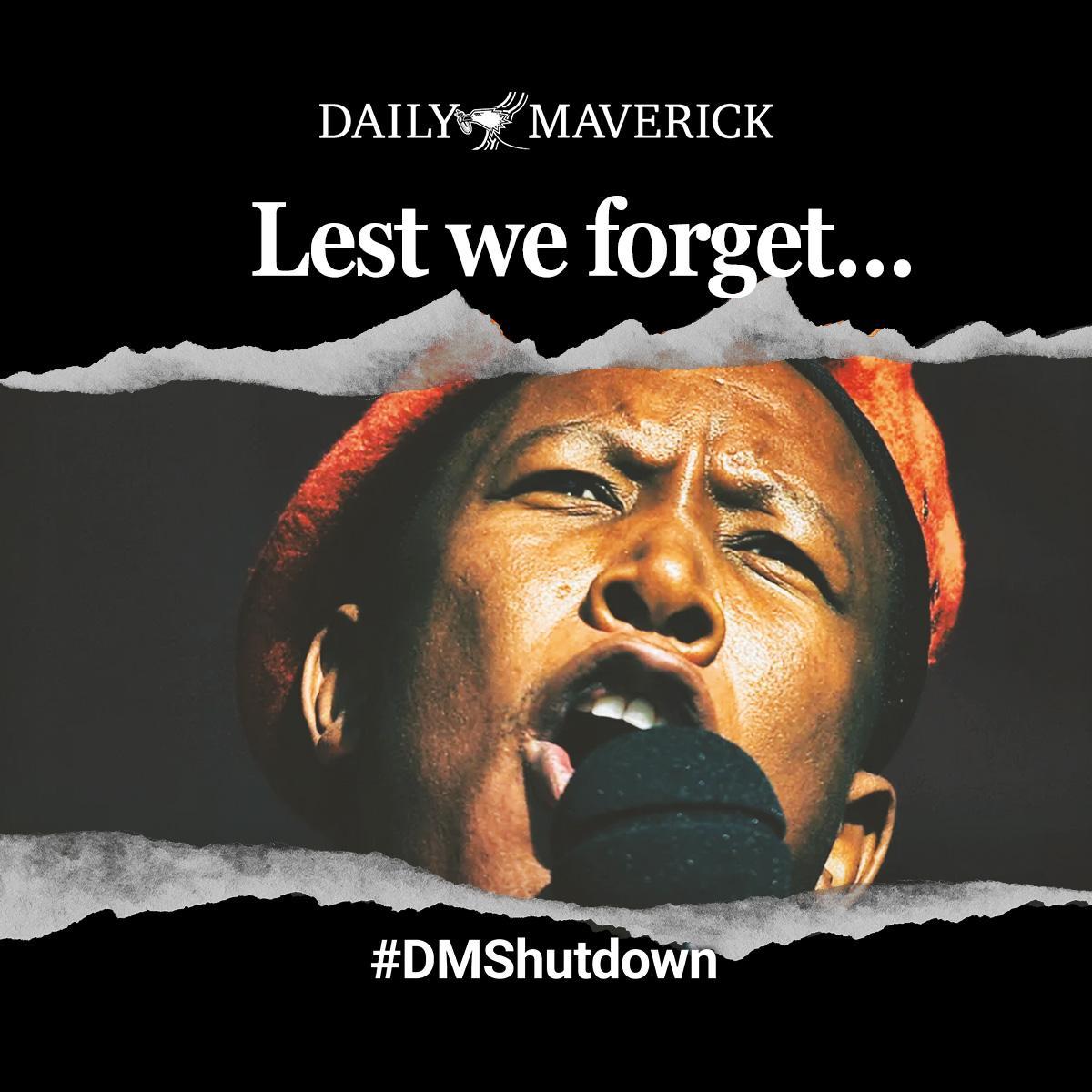 dailymaverick's tweet photo. Without journalism, would you have known how the lifestyle and political aspirations of EFF president Julius Malema were funded from the R16m robbed from VBS Mutual Bank? https://t.co/7coSRFtzbx
#LestWeForget #DMShutdown https://t.co/b1ey8jr91N