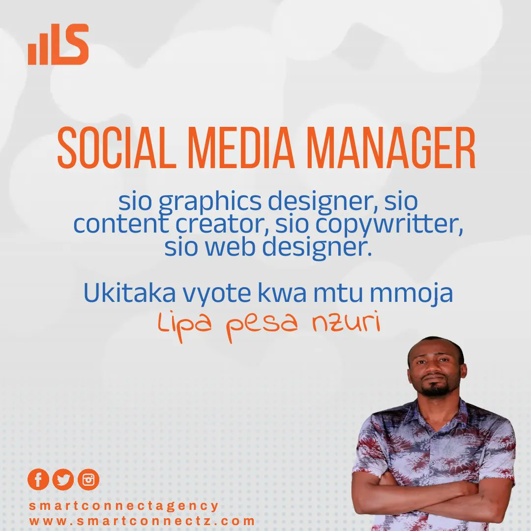 Kuna tofauti kubwa sana kati ya social media manager, graphics designer, web designer, content creator HAWA ni watu TOFAUTI na MAJUKUMU TOFAUTI. Ukitaka mtu mmoja afanye kazi zote hizo basi kua tayari kumlipa pesa nzuri. Ukiwa una swali tafadhali weka hapo kwenye comment