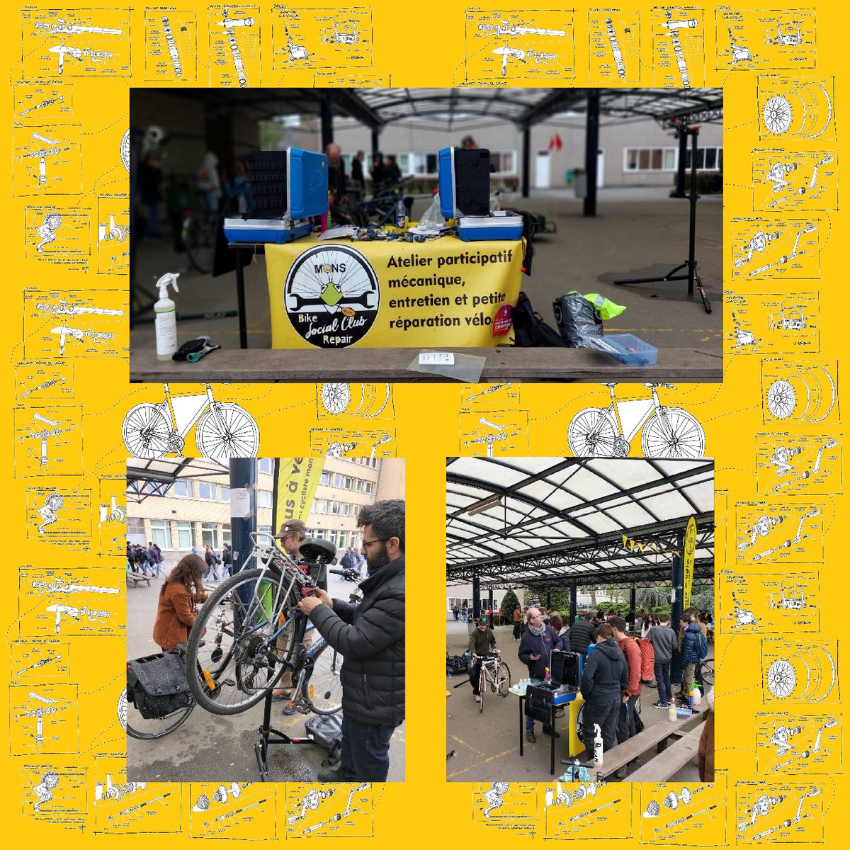 Monspointbike's tweet photo. #bikerepairsocialclub #jebougepourmaville
La semaine passée, l'atelier mobile était aux #ursulinesmons.
Dimanche prochain, rendez-vous à la bibliothèque de #Nimy.📚 https://t.co/gs4GboBg3f