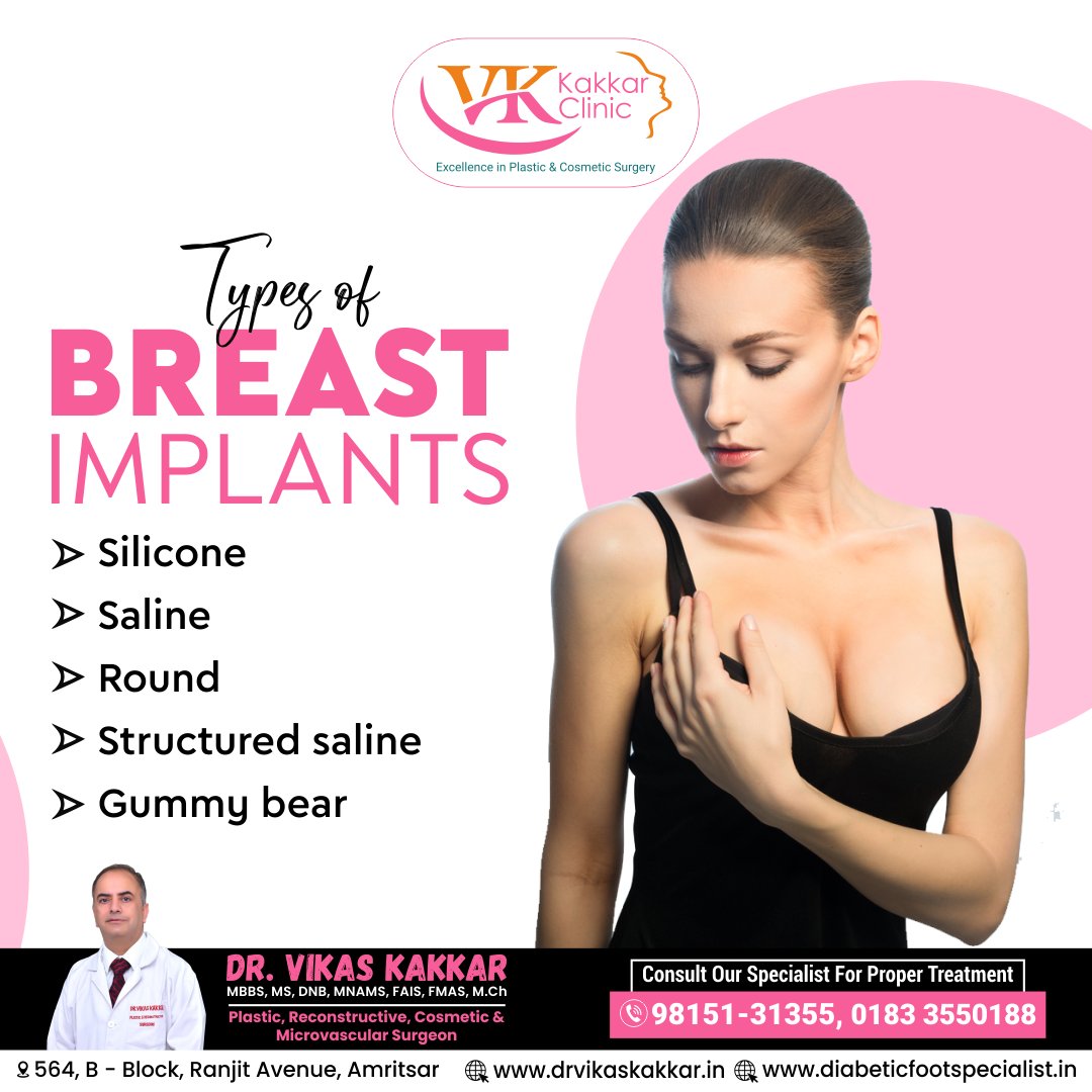 Types of Breast implant
- Silicone
- Saline
- Round
- Structured saline
- Gummy bear
#breastimplants #plasticsurgery #breastlift #surgery #breastimplant #breastsurgery #bestdoctor #kakkarclinic #implant #amritsar #pb02