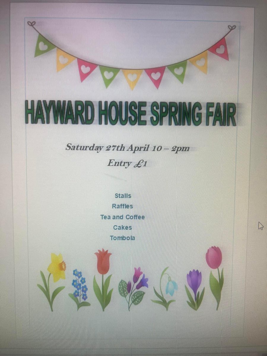Debbie Clay (nee Raffle) (@debbie_raffle) on Twitter photo It’s our <a href="/HaywardhouseDT/">Hayward House Day Therapy and Outpatients</a> <a href="/HaywardHouseNUH/">Hayward House</a> spring fayre Saturday 27th April 10-2 . Come join us for a cuppa. Lots of goodies on sale (including cake) £1 entry fee. All proceeds to <a href="/NUHCharity/">Nottingham Hospitals Charity</a> It’s our <a href="/HaywardhouseDT/">Hayward House Day Therapy and Outpatients</a> <a href="/HaywardHouseNUH/">Hayward House</a> spring fayre Saturday 27th April 10-2 . Come join us for a cuppa. Lots of goodies on sale (including cake) £1 entry fee. All proceeds to <a href="/NUHCharity/">Nottingham Hospitals Charity</a>