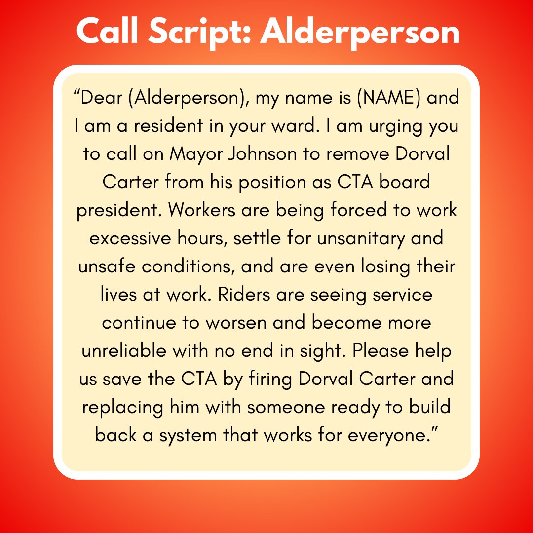 fixthecta_CDSA's tweet photo. Dorval's Leadership Evaluation:
✅ - Reduce rail service yearly.
✅ - Make service untrackable.
✅ - Under-report assaults on workers.
✅ - Cover up worker death.
✅ - Rake in $300K

We've seen enough. It's beyond time to #FireDorvalCarter. Call you reps with our script below! https://t.co/aSwwFnhtTf