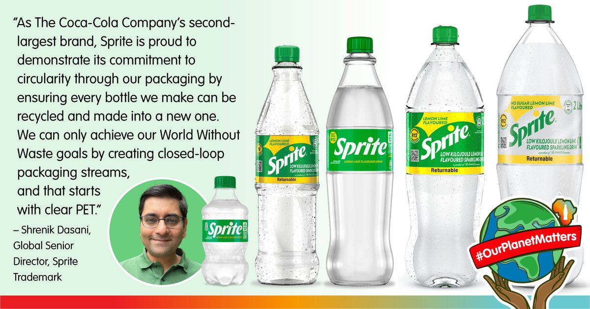 We have continued to transition Sprite plastic bottles from green to clear PET to help increase the efficiency of recycling systems and boosts the availability of food-grade refillable PET. #OurPlanetMatters #DesignCollectPartner #WorldWithoutWaste