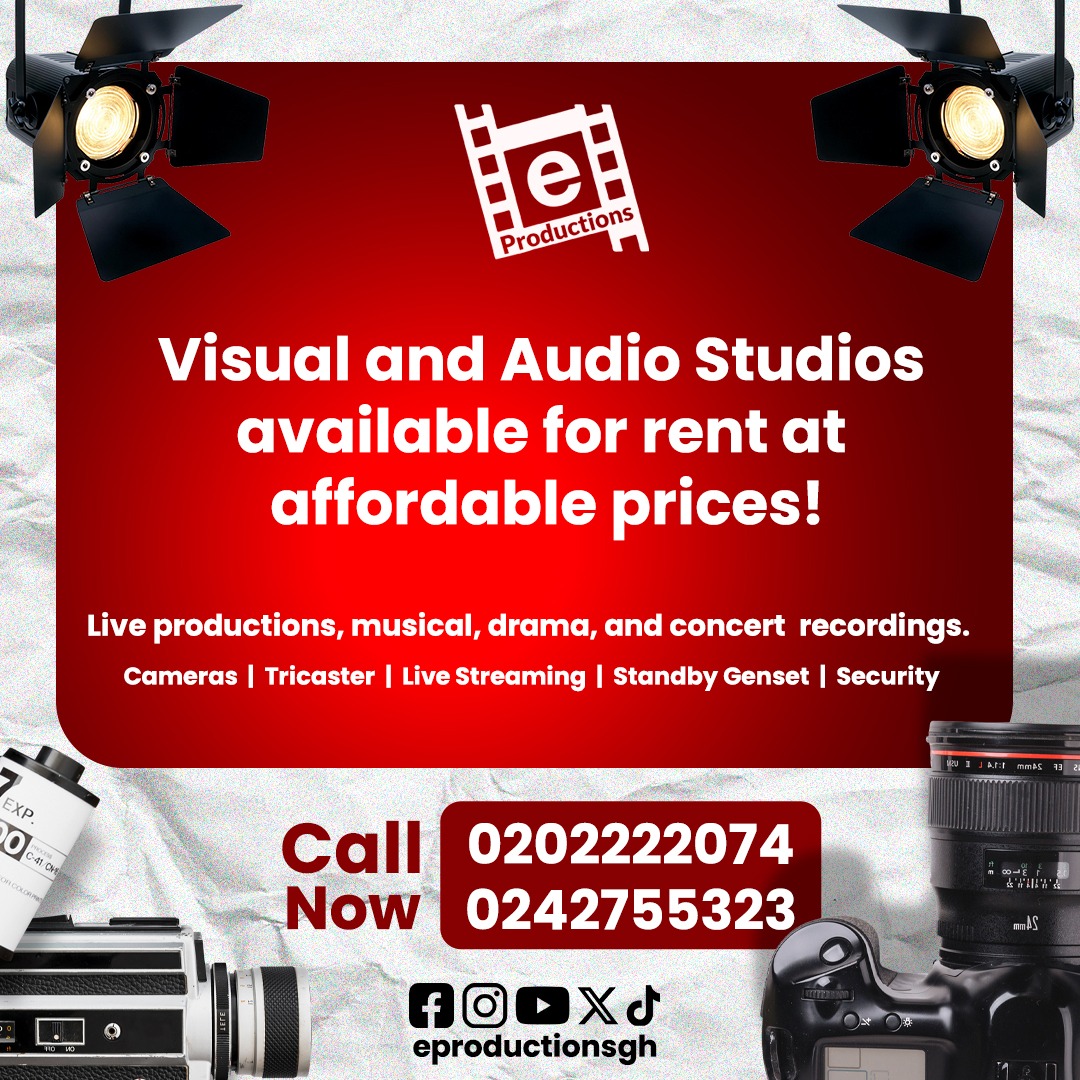 Looking for a space to produce your content? Call 0242-755-323 now !!

#ProductionJobs #Film #ContentCreation #Integrity #Ghana #Africa #Eproductionsgh