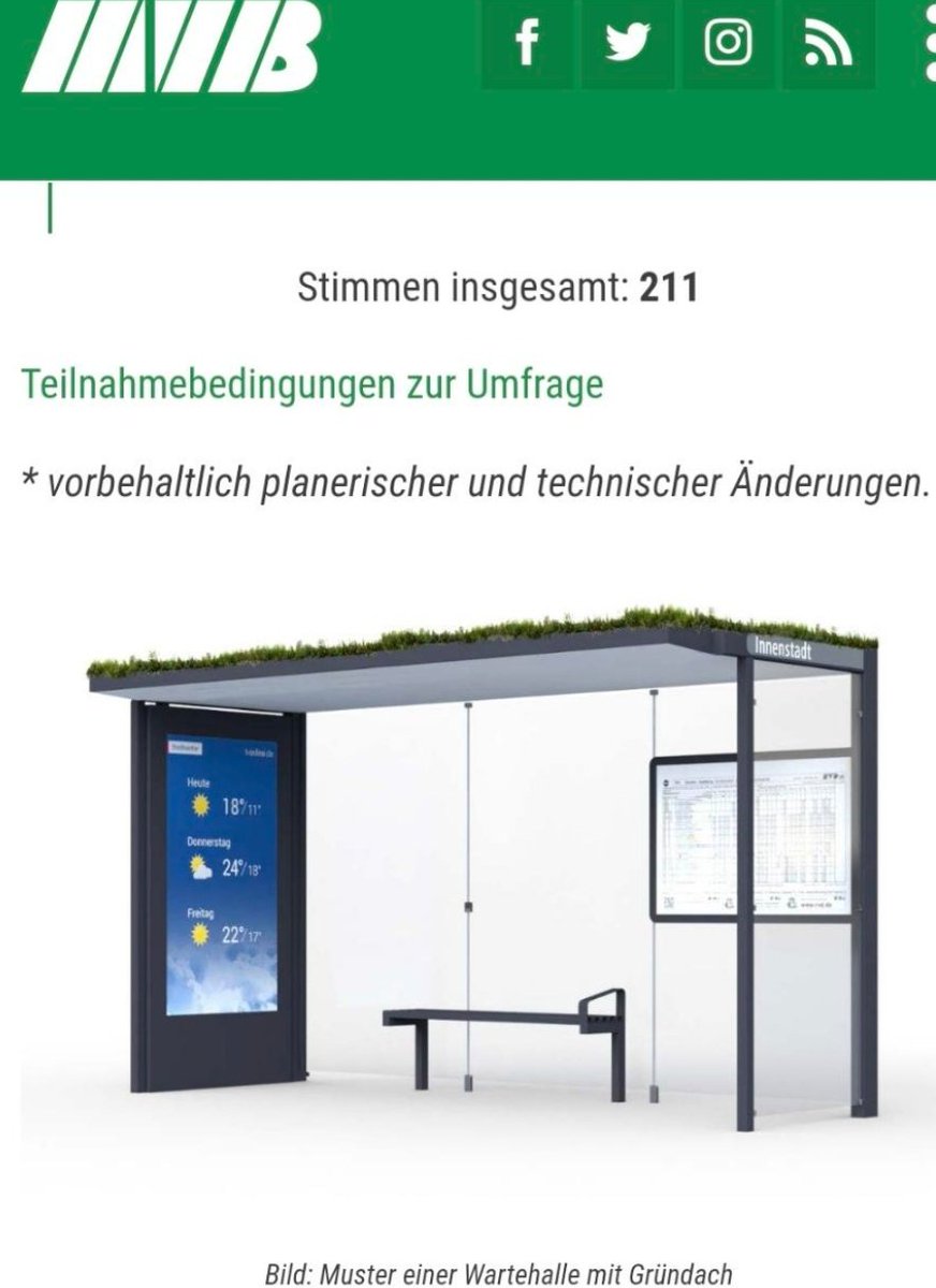 Giefers's tweet image. #MVB will 35 Standorte ermitteln, wo Haltestellen mit sogenanntem Gründach errichtet werden sollen.
#Greenwashing mit Partner #ströer. Das Unternehmen sollen lieber maximal Gleiskörper begrünen und Randstreifen nicht zu Tode mähen lassen. Nicht nur die Bienen werden es danken.