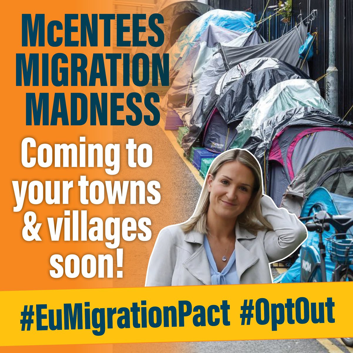 We must #OptOut of  #EUMigrationPact. 

Ireland does not want tented villages or gettos. 

We do not want asylum seekers, refugees, families & children locked up in state run prison-like facilities that hold up to 13,000 people. Nor do we want commercially run prison-like