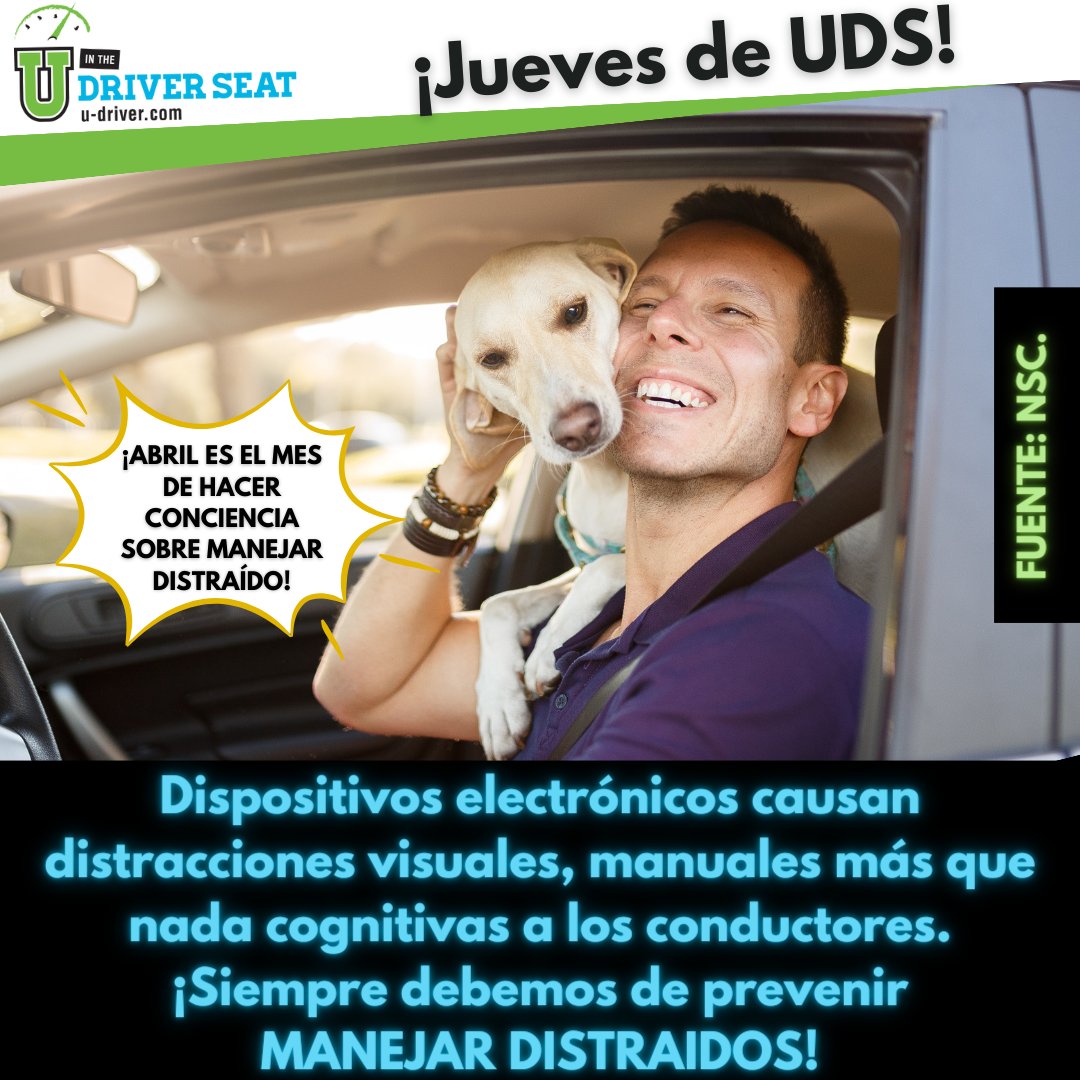 UDS Thursday! As we observe #DistractedDrivingAwarenessMonth - Please avoid getting distracted by anything including electronic devices. Let's stay safe and alert at all times! Thank you @NSCSafety for the reminder! #TrafficSafety #EndTheStreakTX 💚🙌🚗