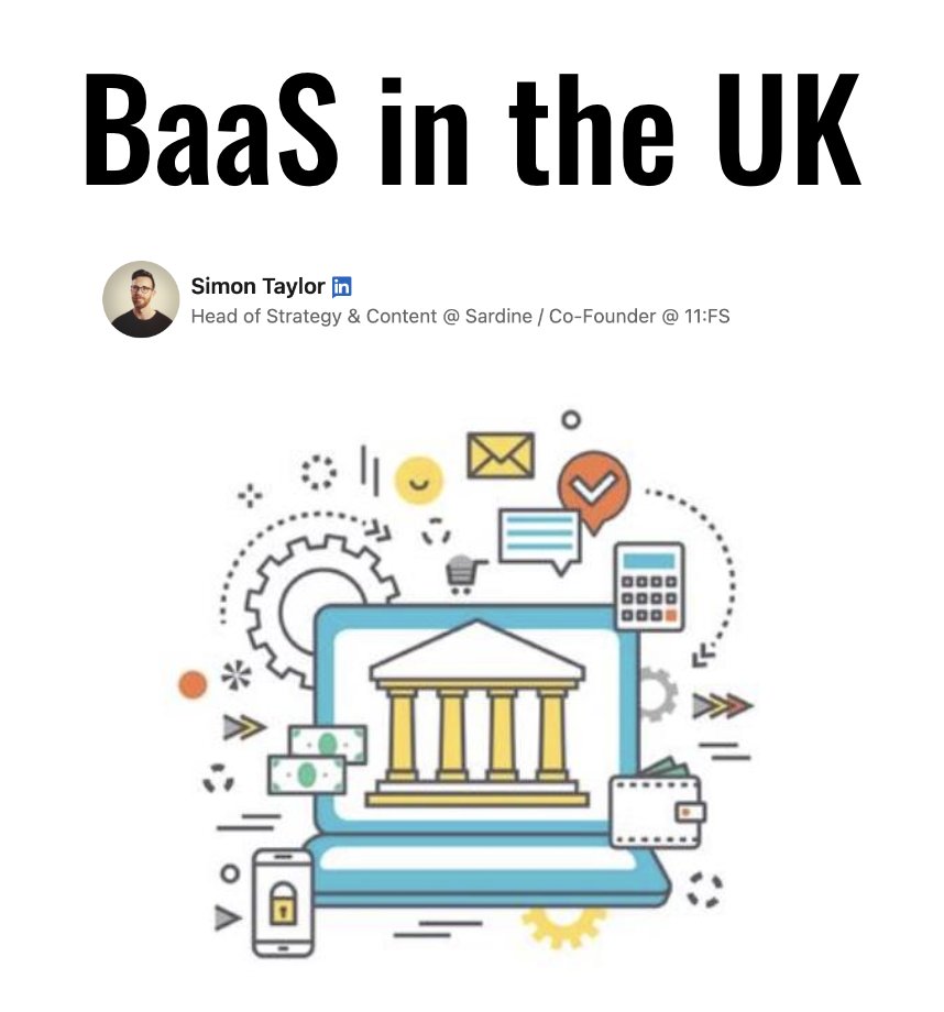 What does the state of BaaS in the UK say about the future of that space? → linkedin.com/pulse/baas-uk-… That's what this essay explores. It details where Banking-as-a-Service stands, recent updates in that FinTech trend and what other markets could learn from it.