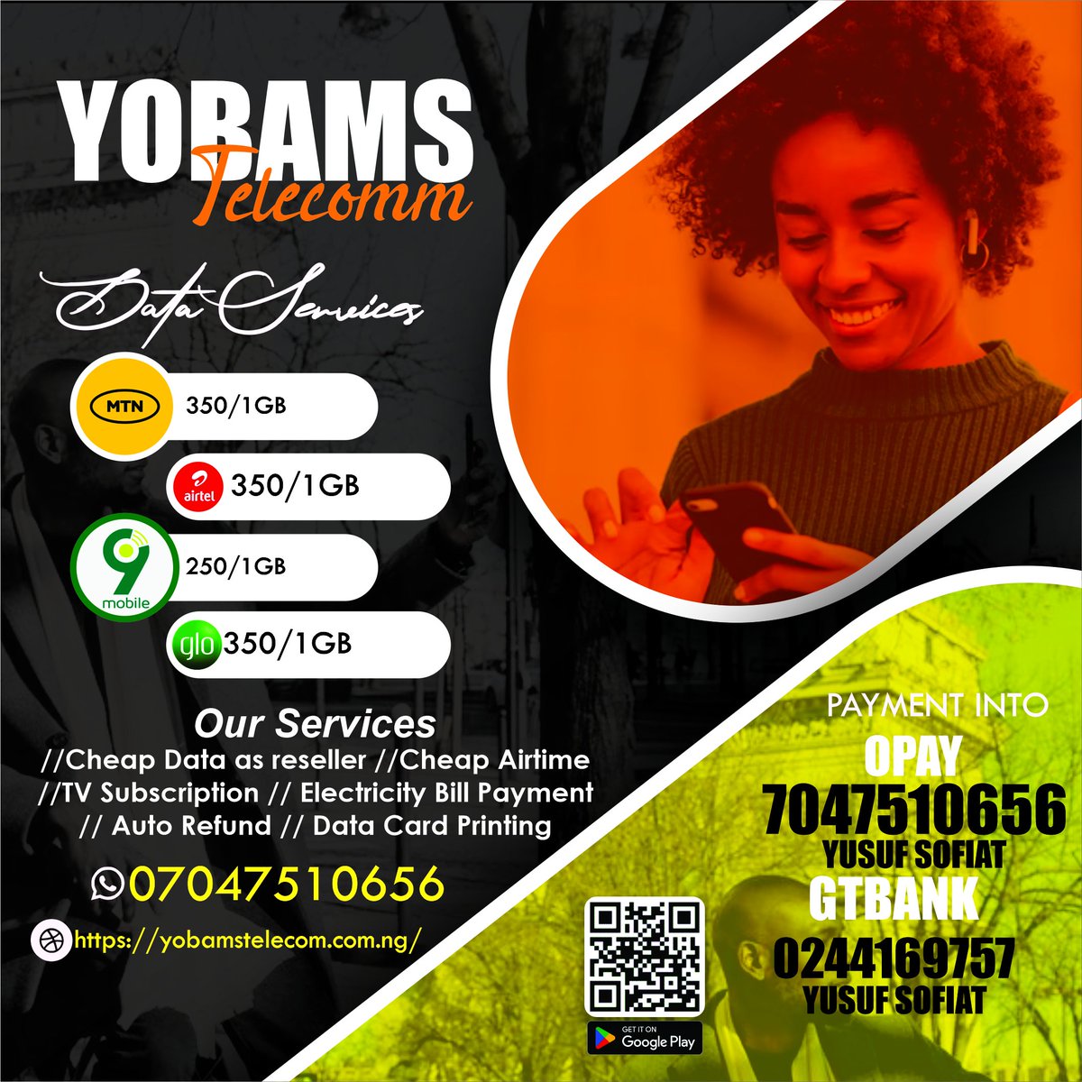 Dear viewers We would appreciate your assistance in our growing business. Would you kindly consider retweeting this tweet and registering on our website yobamstelecom.com.ng to check our exclusive offers? Your support means a lot to us. Have a wonderful day!