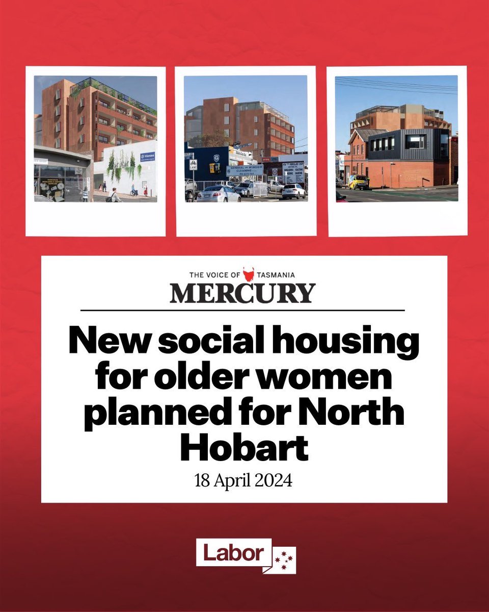 38 new social homes in Hobart for women over the age of 55 are one step closer with a development application lodged today. Proud to back this project through the Albanese Labor Government's Social Housing Accelerator.